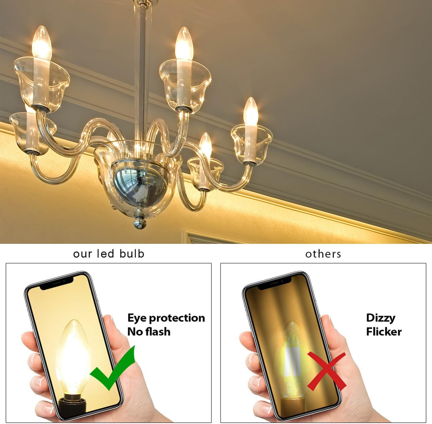 FEILEMAN E14 LED Light Bulbs 8W Super Bright Small Edison Screw Warm White 3000K,E14 LED Candle Bulb 8W 880LM Replacement 80W Halogen Bulb Not Dimmable Candle Bulb Pack of 6 image number 1