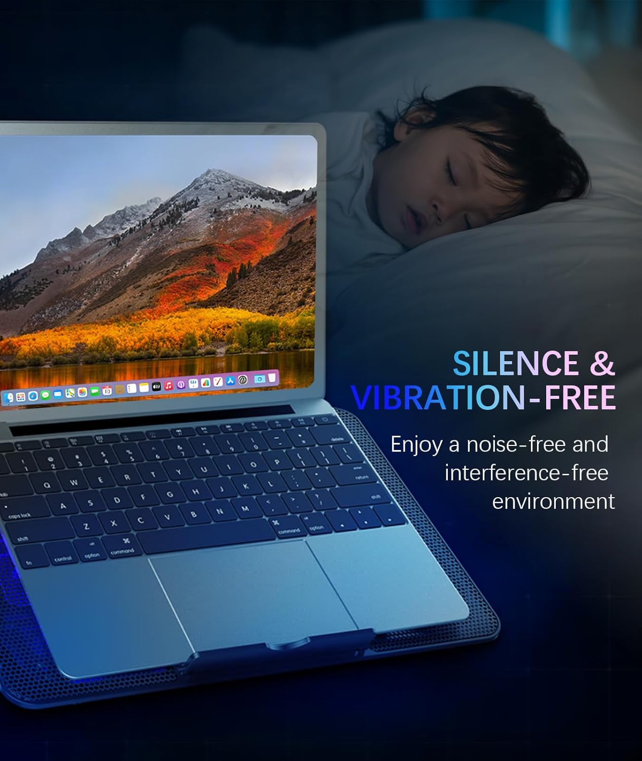 Laptop Cooling Pad with Adjustable Height, Dual 5.1" Quiet Fans & 2 USB Ports - Ergonomic Cooler Stand for 12"-15.6" Laptops (Dell, Macbook, HP, ASUS, Gaming) image number 5