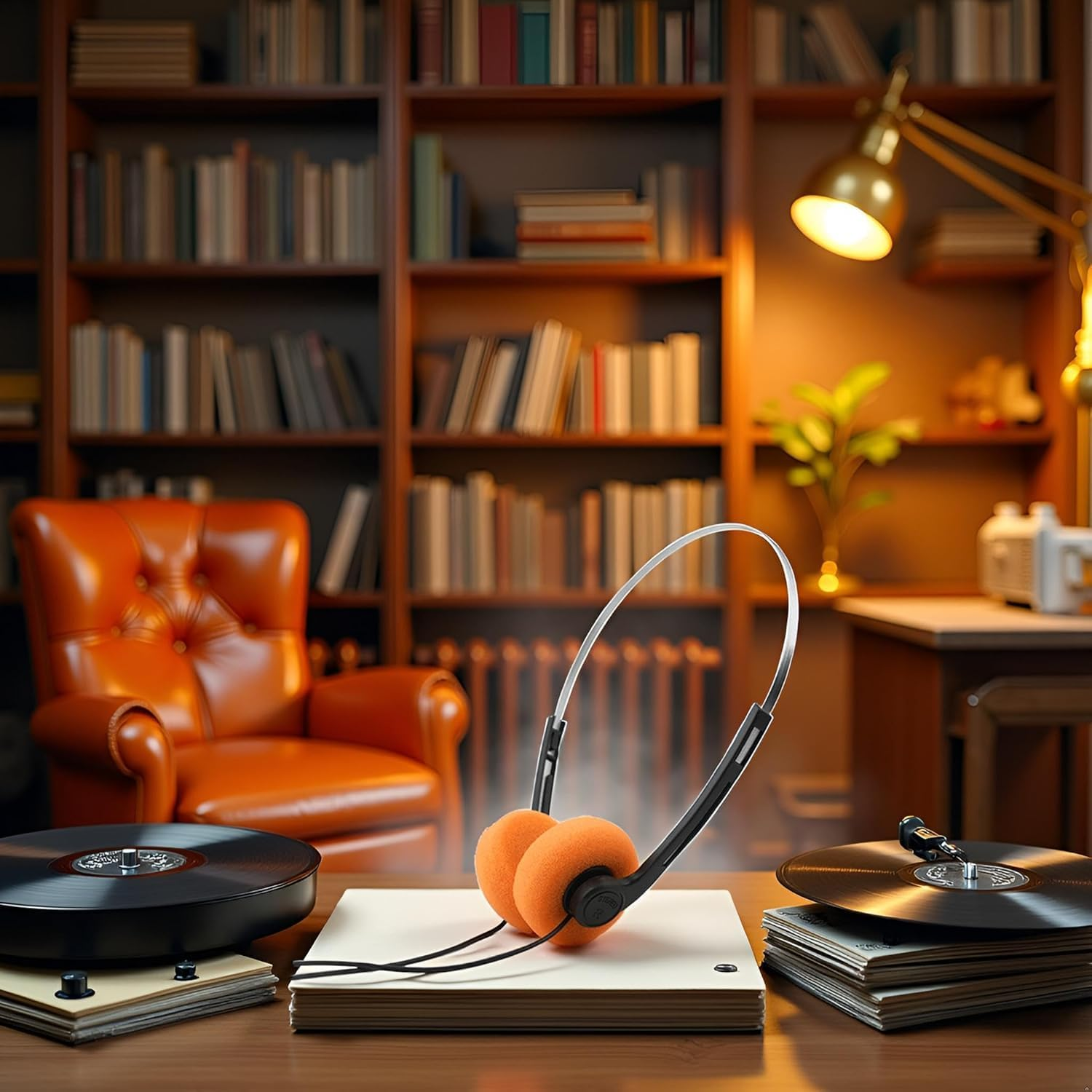 Retro Lightweight Earphones,Over-Ear Headphone,Vintage Feelings Underwire Headphone,Hi-Fi Stereo Earphone Headset,Headphone,For Most Mobile Phones Playback Pevices Headphones (2Pcs Orange) image number 4