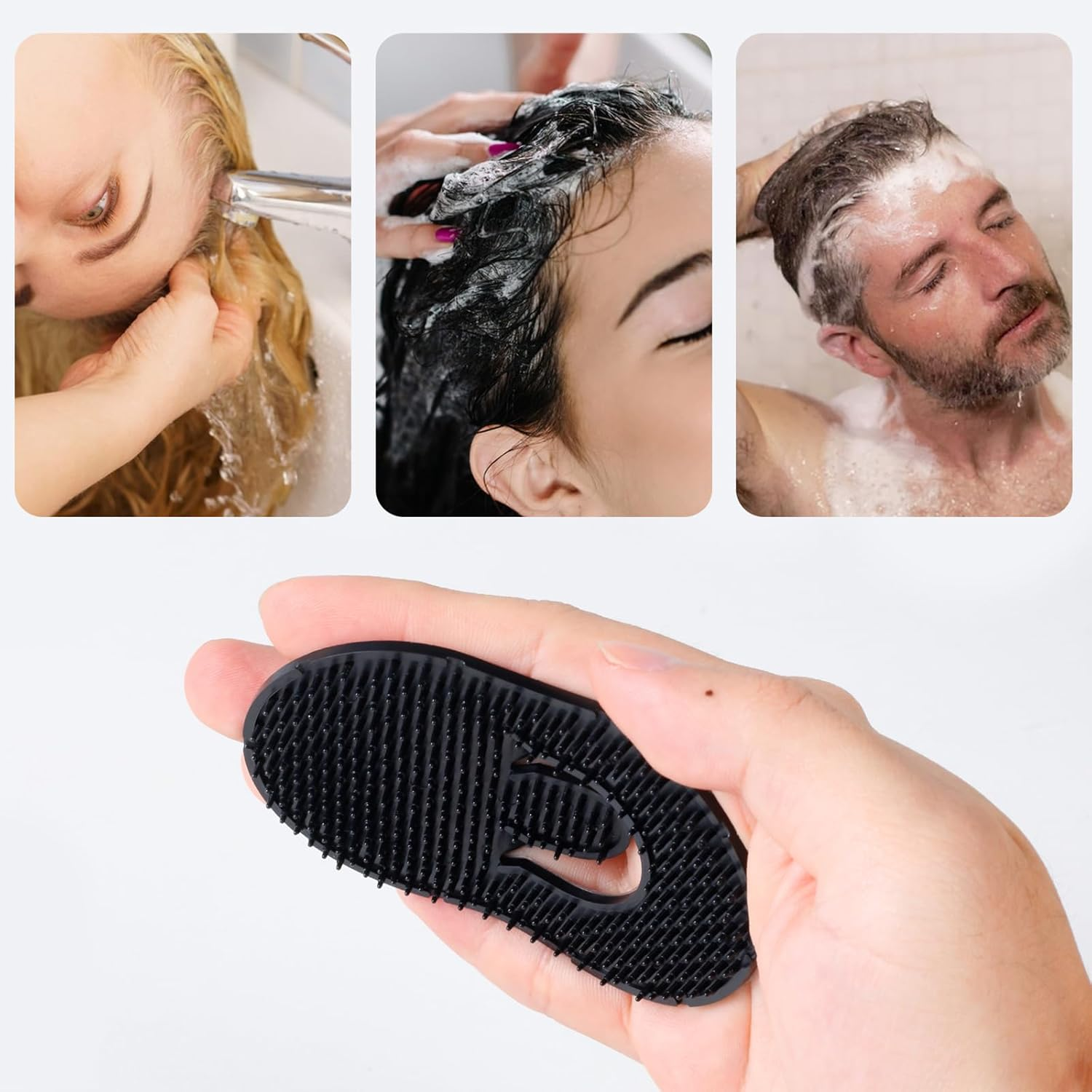 16 Pcs Pocket Palm Combs, Palm Hair Brush, Shampoo Comb, Massager Hair Brush Comb for Men Women (Black) image number 2