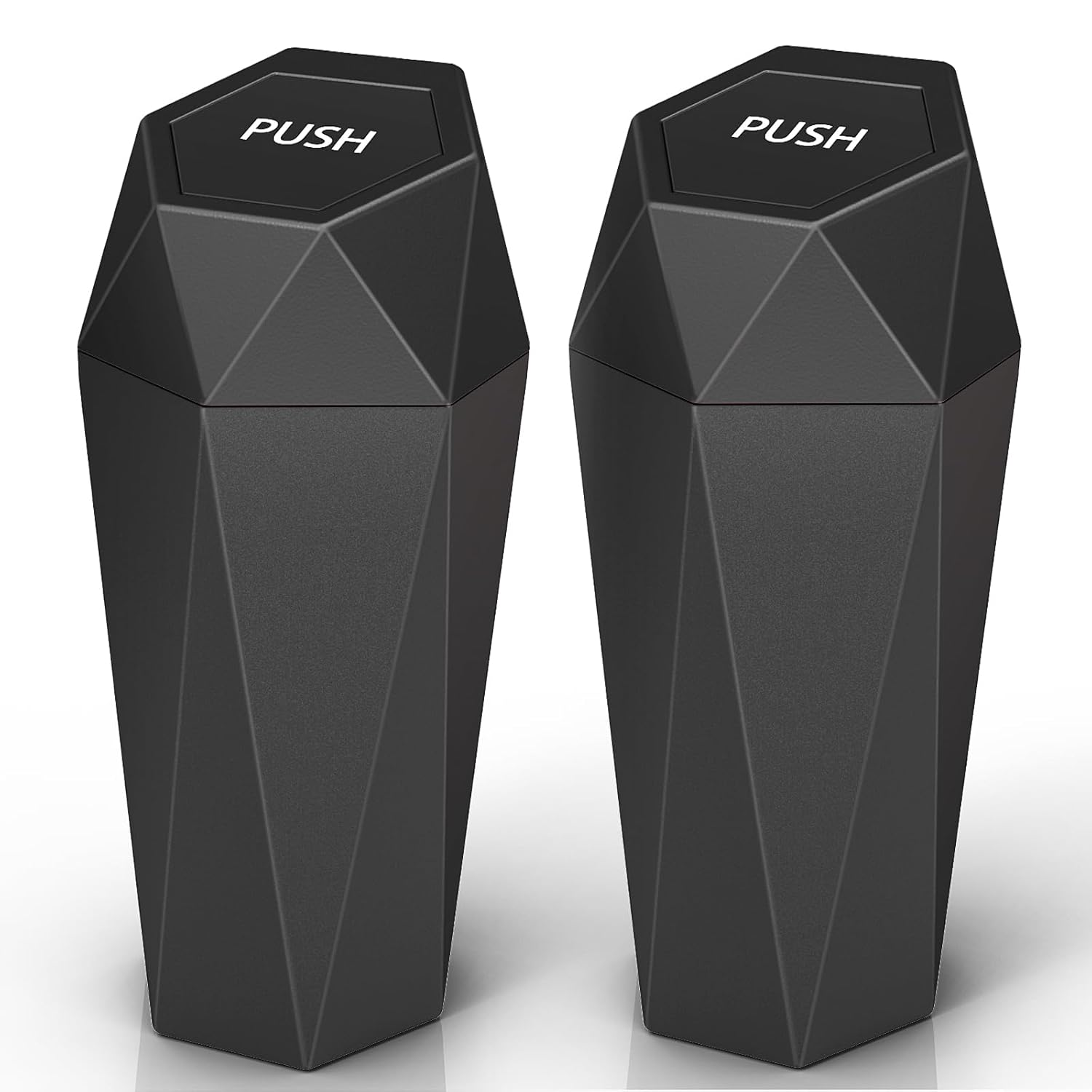 Keyiduid Car Trash Can with Lid, 2 Pack Cup Holder Garbage Can for Car, Leakproof Small Trash Bin, Mini Trash Can for Cars, Home, Bedroom, Office (Black) - 1, Gold image number 7