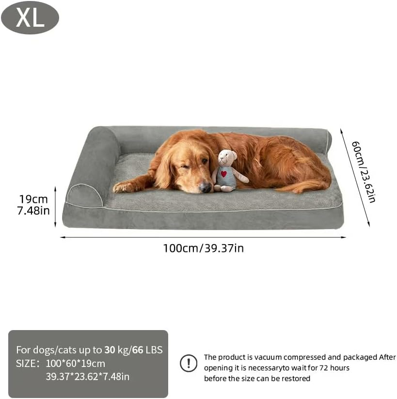 Orthopedic Dog Bed for Large Dogs, Big Waterproof Dog Bed, Washable Pet Bed for Large Sized Dogs with Memory Foam Pet Bed Mat, Anti-Slip Bottom, Deluxe Plush Pet Bed Mat image number 1