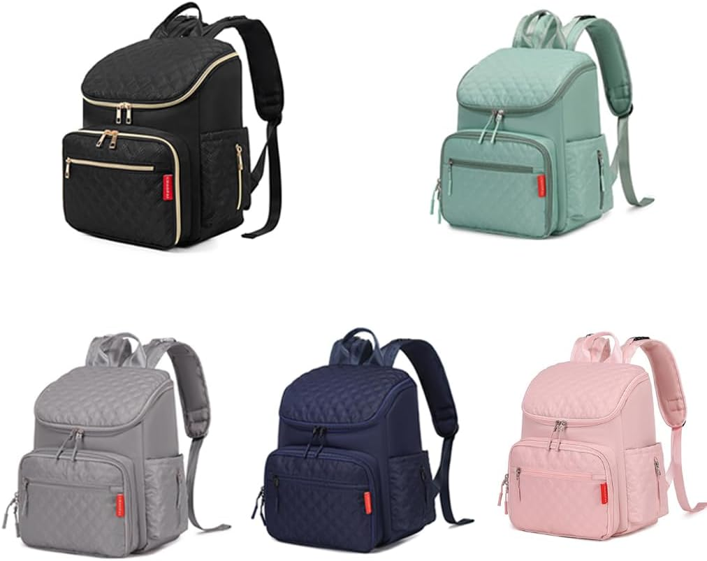 IOIUSKKU Baby Bag for Mom Chic Diaper Backpack with Changing Pad Insulated Pocket Stroller Strap for Boys Girls Diaper Bags Cloth - C image number 5