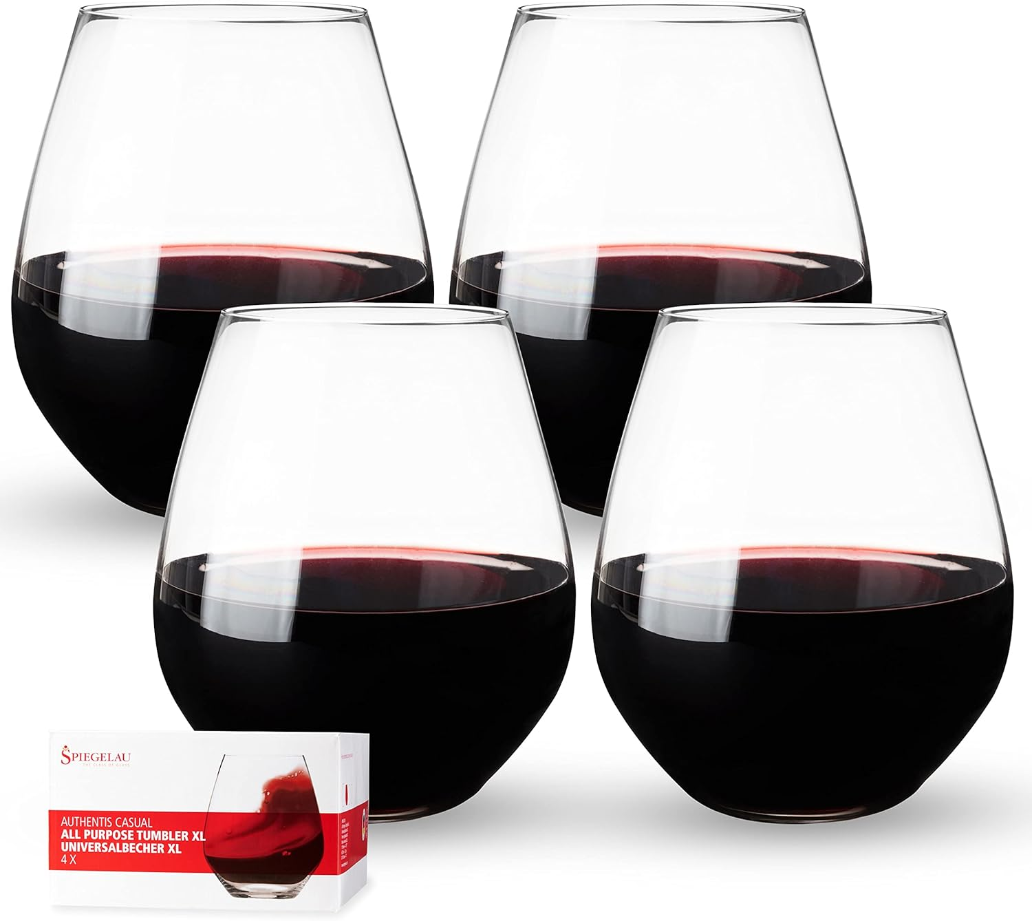 Spiegelau Authentis Casual All Purpose Tumbler, XL, Clear &ndash; Elegant Crystal Drinkware for Wine, Cocktails & Beverages &ndash; Machine-Made, Durable & Dishwasher Safe &ndash; 625 Ml Capacity (Pack of 4) image number 3