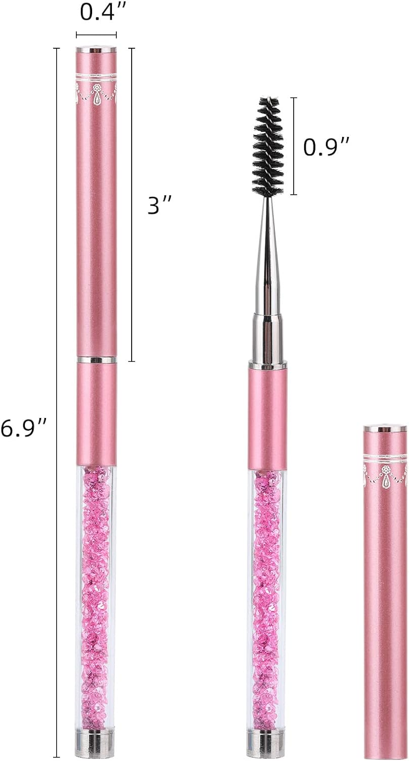 Tbestmax 3 Pcs Spoolies Mascara Wands Eyelash Brushes Eye Brow Brush Applicator with Cap for Travel Pink