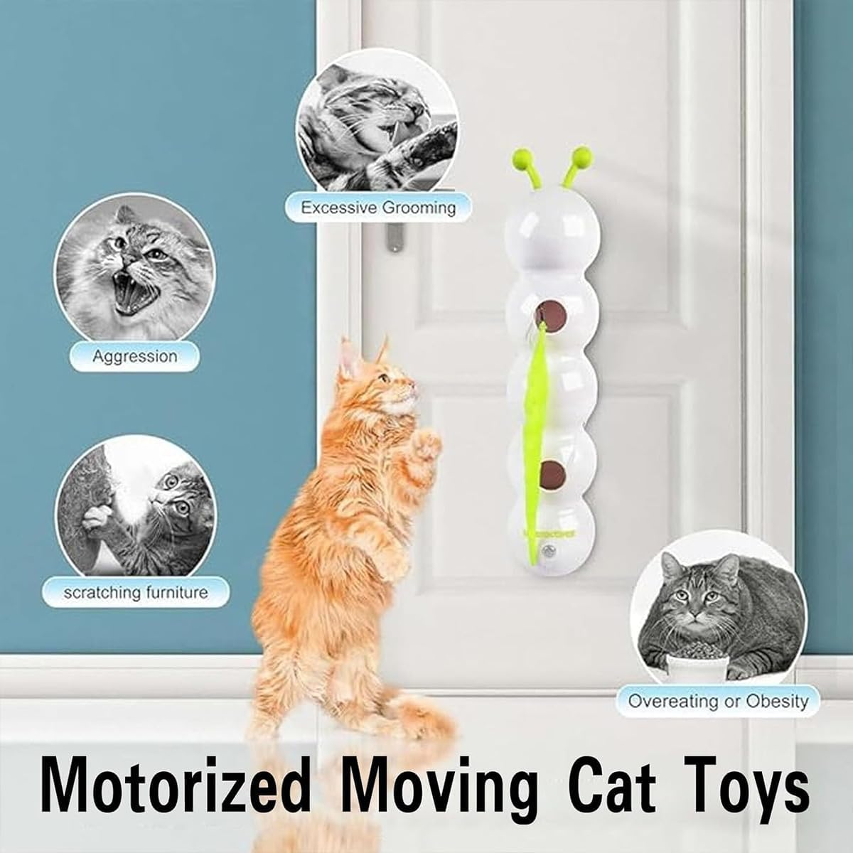 Whack a Worm Post Cat Toy, Whirlie Fun Smart Motion Paw Worm Cats Toys with Worms Design, Whack a Worms Post Cat Toys with Suction Cup for Indoor Cats (1PC) image number 1