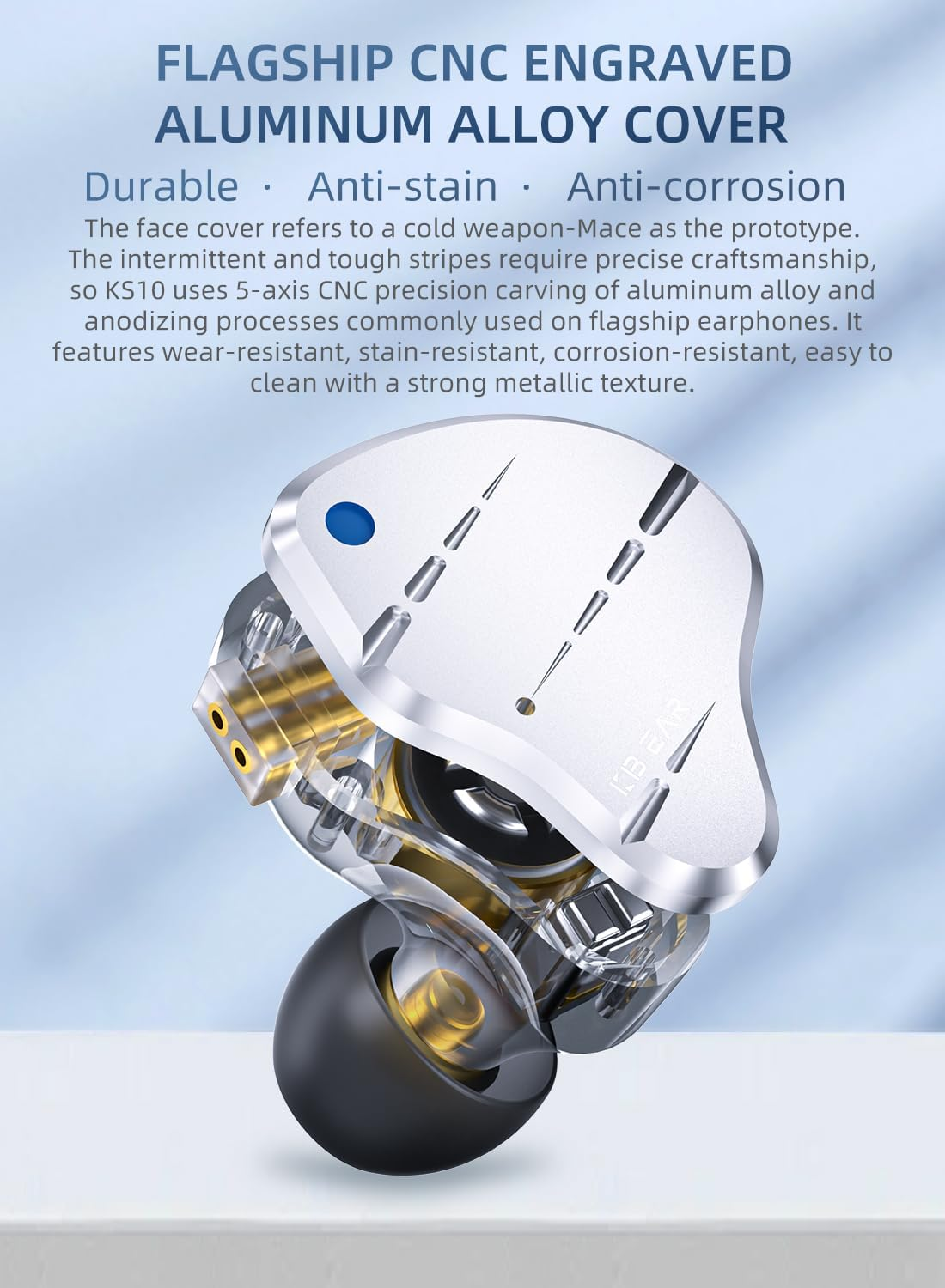 Yinyoo KBEAR KS10 In-Ear Monitors Dynamic 1DD and 4BA IEM Headphones Noise Cancelling 3.5Mm Jack Lightweight Hifi Headphones for Musicians, Singers and Professional Gamers image number 5