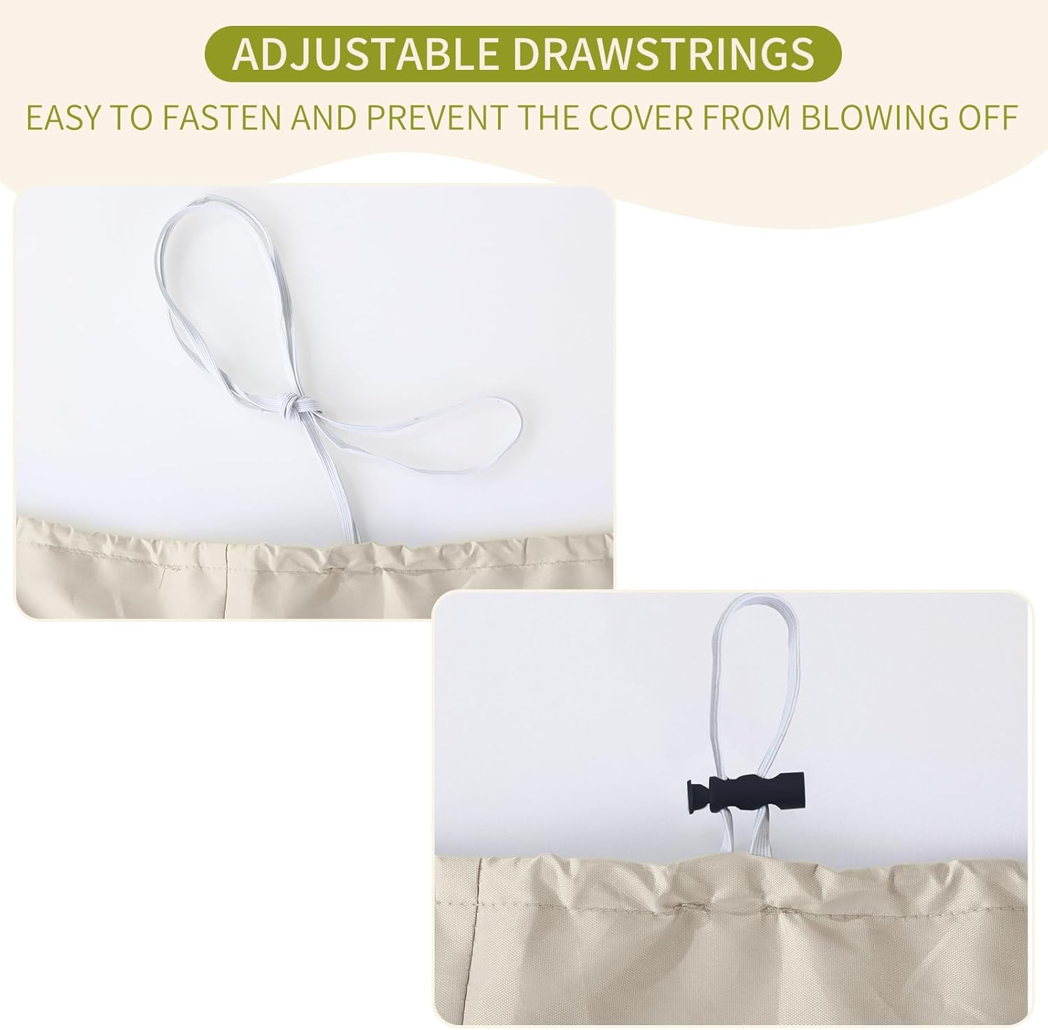 Hombys Outdoor Daybed Cushion Cover, Replacement Sunbed Cushion with Drawstring, Patio Daybed Mattress Cover, Khaki image number 5