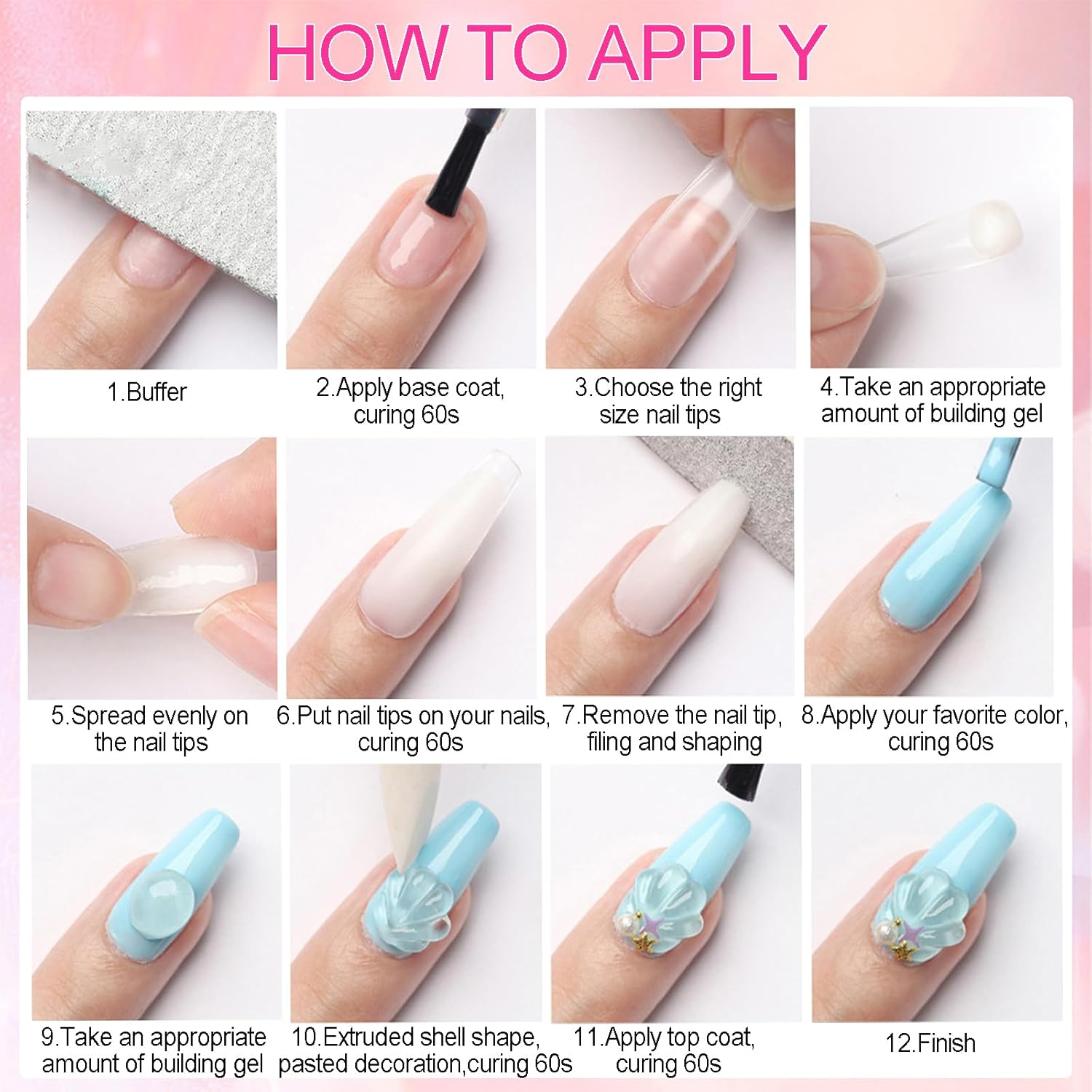 YEPYEPGO Solid Builder Sculpture Gel for Nails - Non-Sticky Hand 3D Sculpting Gel with Nail Forms, Nail Extension Nail Art Home Manicure DIY for Women, Clear 15G - 15G Clear Tool Kit image number 6