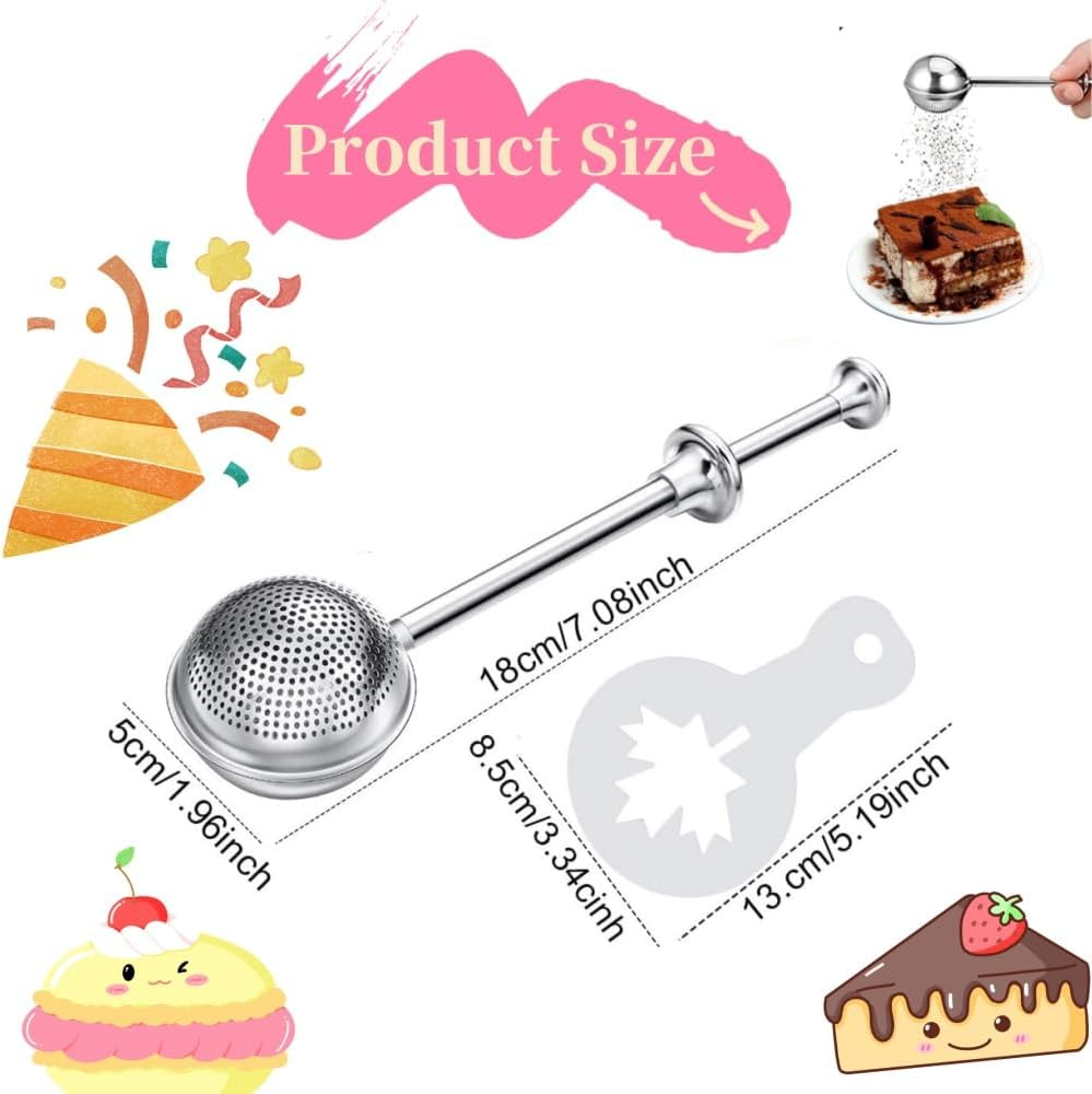 2 PCS Flour Dusting Wand,With Powder Spreading Molds, Dusting Wand for Sugar, Flour and Spices, Stainless Steel Pick up and Dust Flour Sifter, Dusting Wand for Sugar, Flour and Spices image number 1