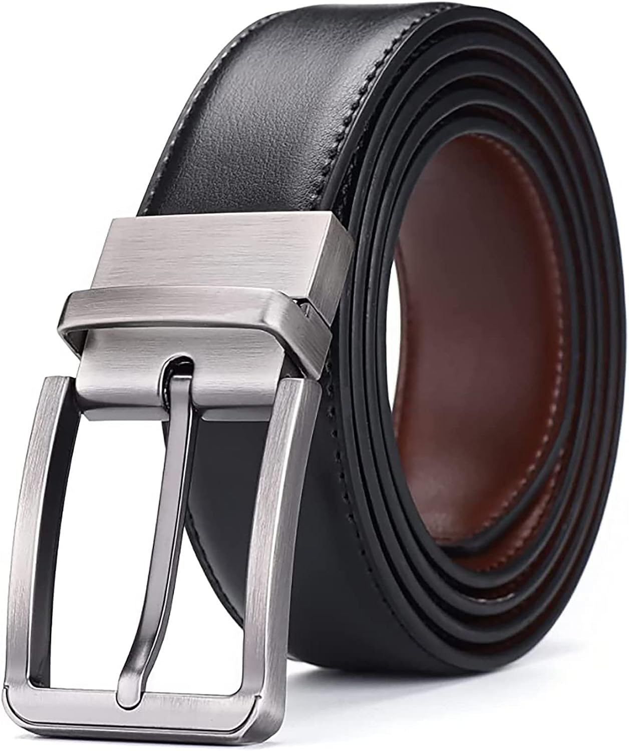 Mens Reversible Leather Belt, Wetoper Leather Belts for Men 1.3" Wide with Rotated Buckle Great for Jeans,Casual & Business Work