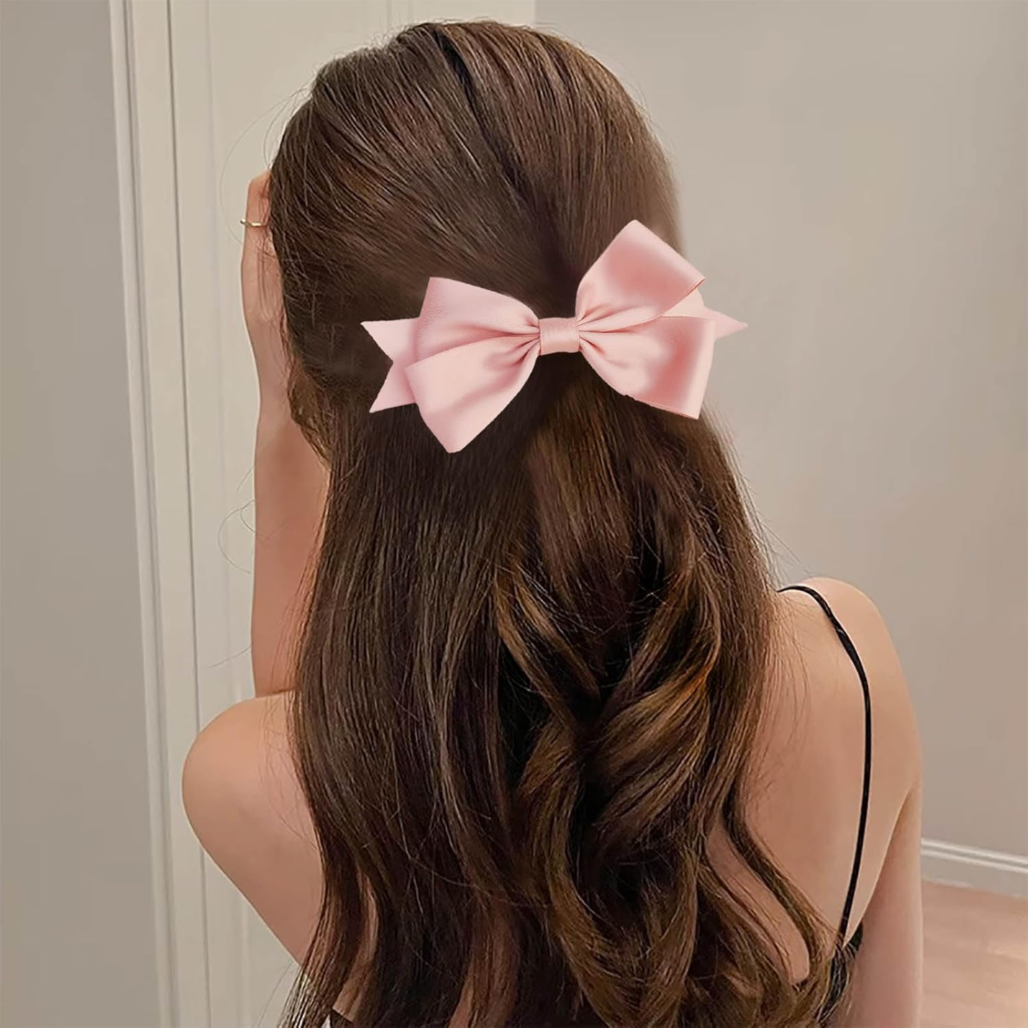 Hair Bows for Women Bow Hair Clips Silky Satin Bow Clips Cute Hair Bow Clips French Hair Band Bow Wedding Bow Hair Bow Barrette Bowknot Hair Accessories Pink Red White image number 5