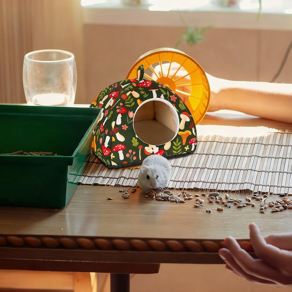 Guinea Pig Bed with Removable Pad Washable Semi-Enclosed Winter Warm Hamster House Sleeping Bed Cave Shelter Small Animal Hideaway for Dwarf Rabbits Chinchillas Hedgehogs Ferrets Rats (5.91X5.91In) image number 1