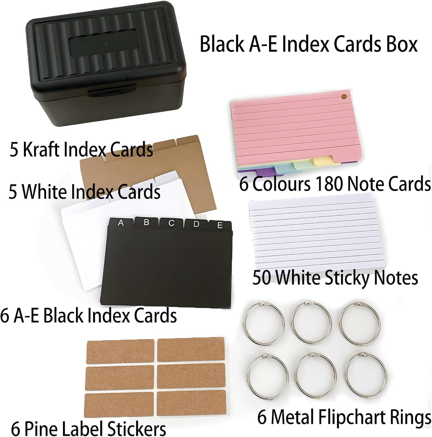 Index Card Holder Set, 3X5" Index Card Organizer Box with Dividers, Business, Recipe, or Note Card Storage Boxes for Home Office Flashcard image number 4