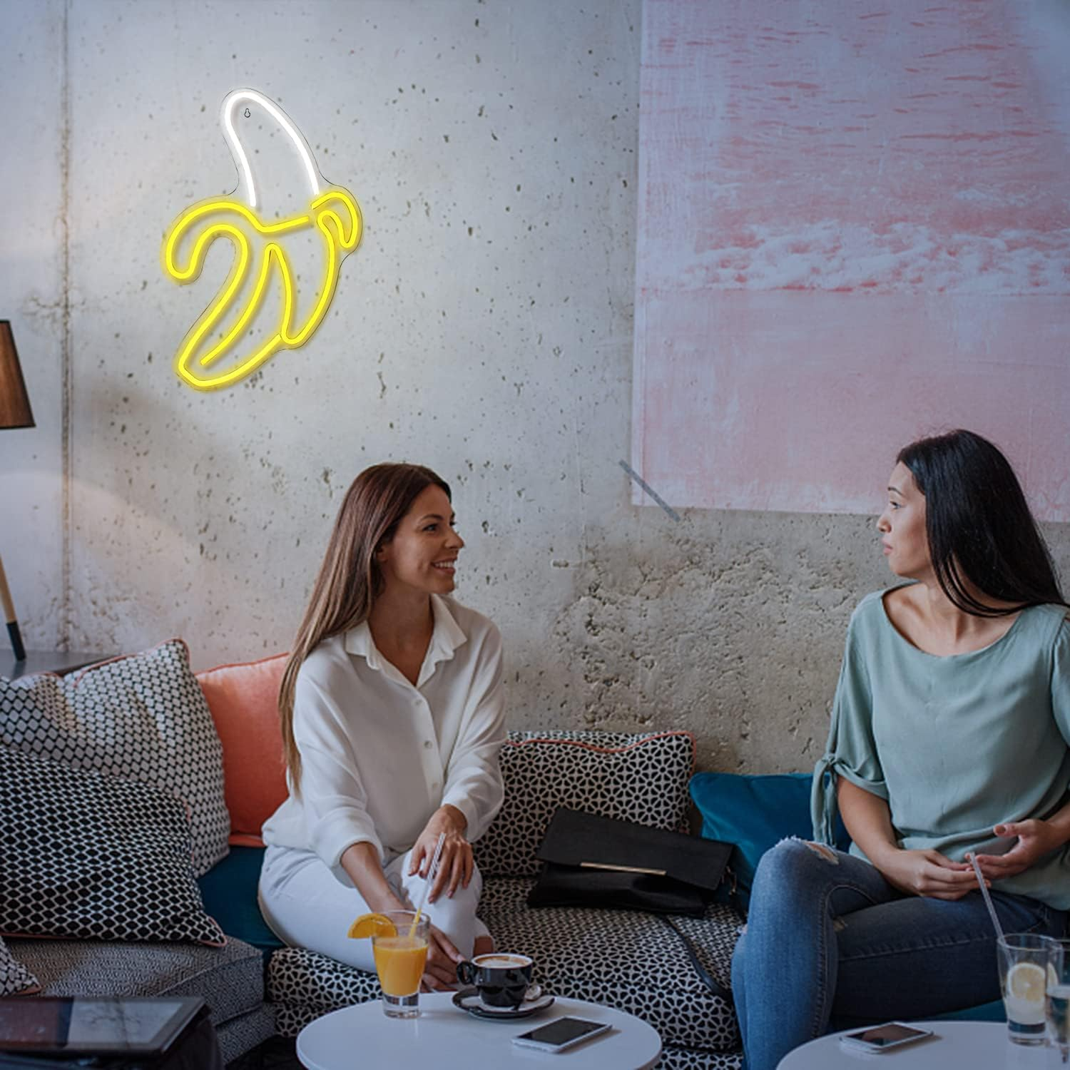 Banana Neon Signs Neon Lights LED Art Decorative Wall Lights Neon Lights for Room Wall Birthday Party Bar Decoration 11''X19.7'' (Warm Yellow)
