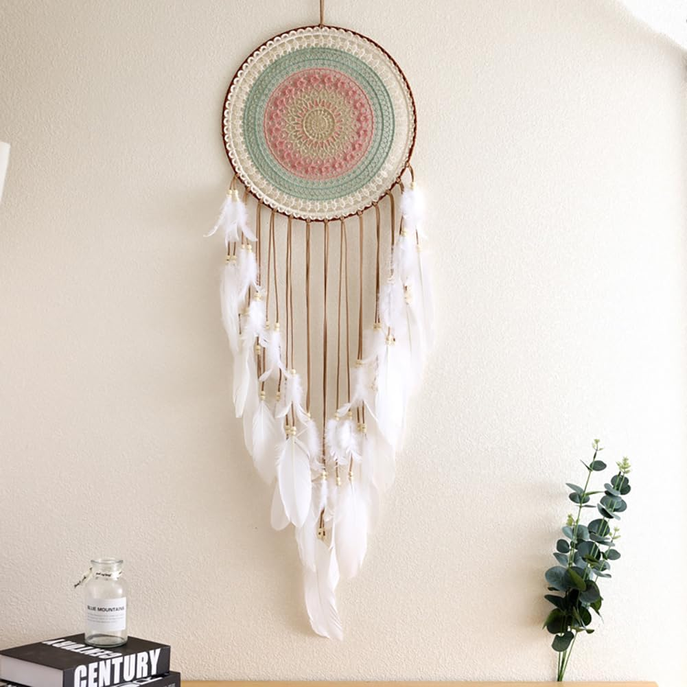 NIEEKRUN Hand Knitted Dream Catcher, Large Wall Hanging, Handmade Dream Catcher, Boho Tassels, Decoration, Home Decor Ornament image number 4