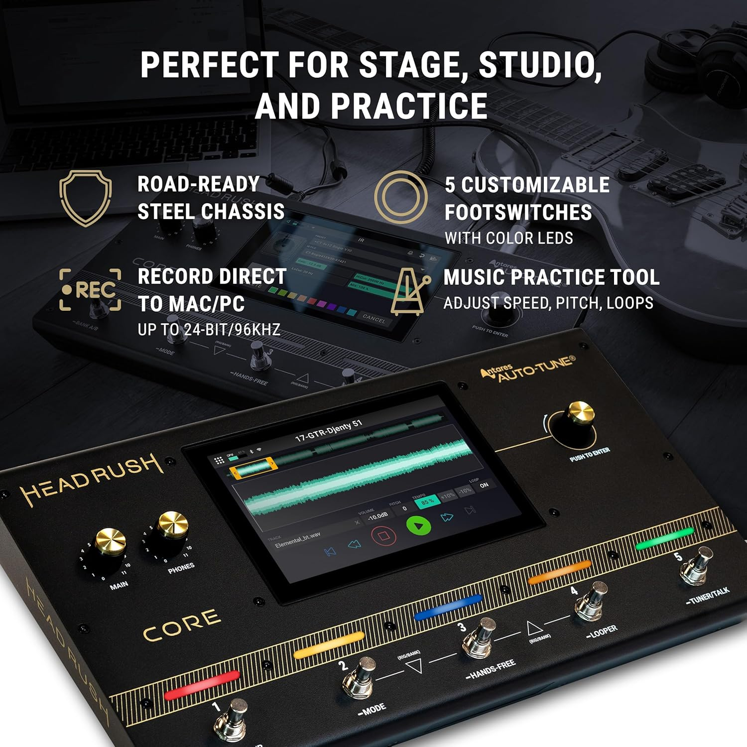 Headrush Core - Guitar and Vocal Multi Core Effects Amp Modeling Processor with Cloning, Looper, Antares Auto-Tune, Wi-Fi, Touchscreen, and Bluetooth image number 2