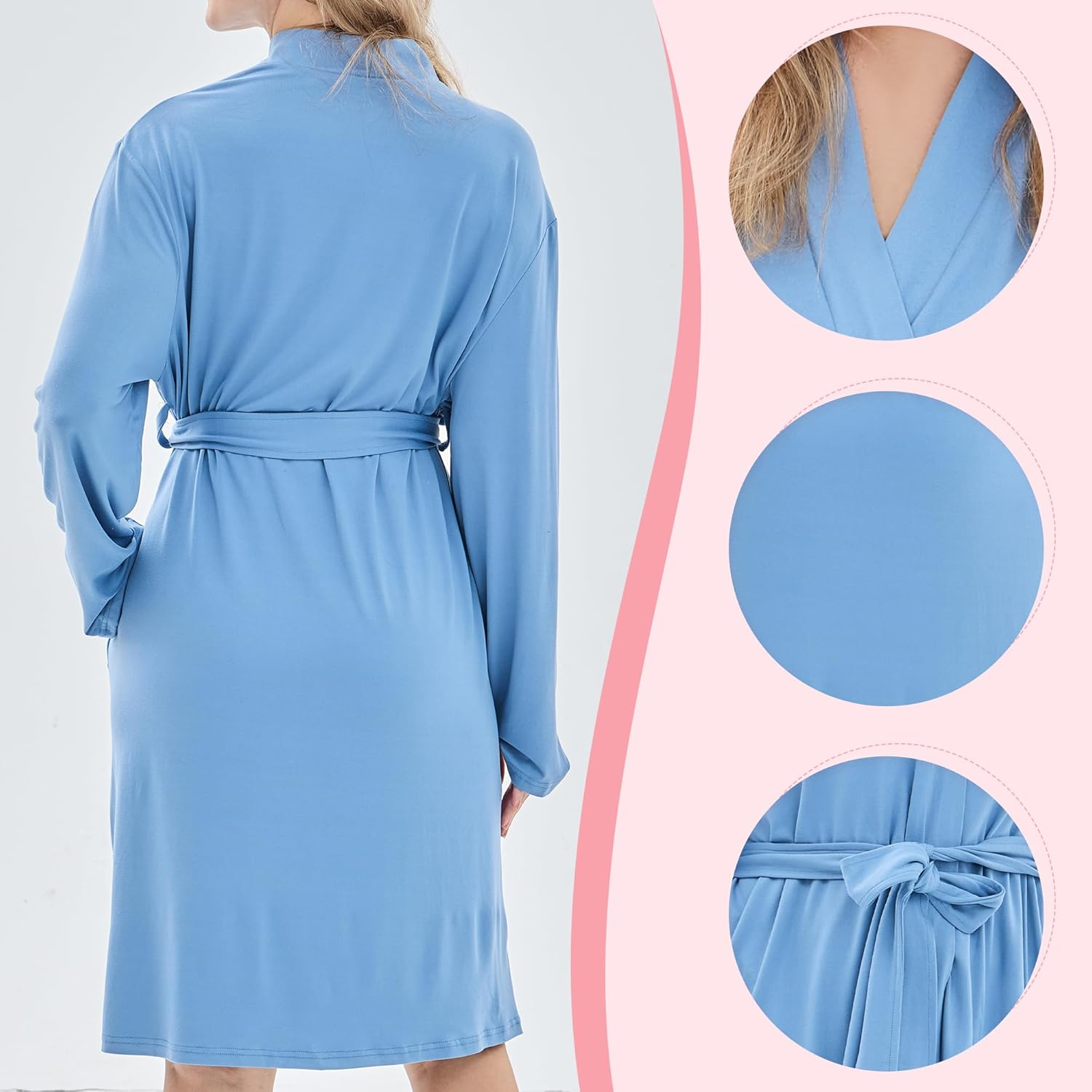 V.&GRIN Mommy and Me Robe and Swaddle Set, Maternity Robe and Matching Baby Blanket | Hospital Outfits Labor Delivery