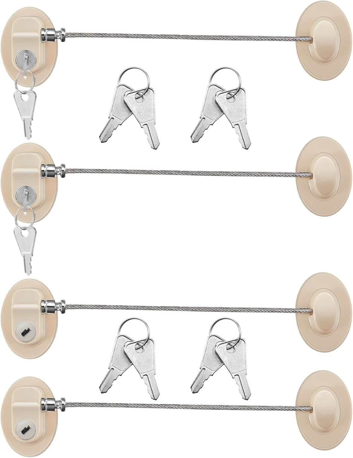 4 Pack Refrigerator Door Lock with Keys Adhesive Fridge Freezer Door Lock File Drawer Lock for Child Safety and Privacy, Black and White