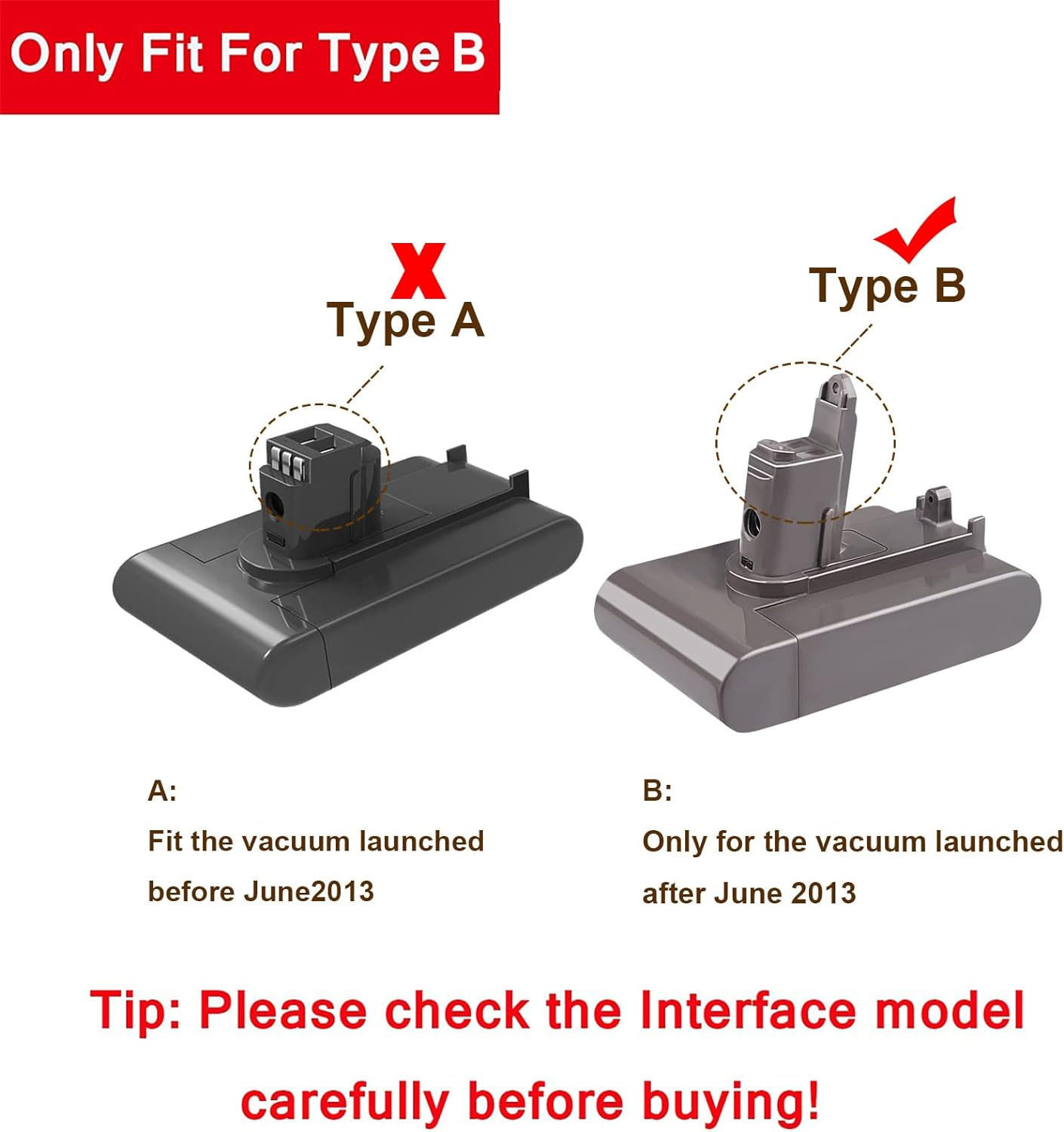【Type B】 4000Mah DC31 DC35 (Type B) Replacement Battery for Dyson DC44 DC45 DC31 DC34, DC35 Animal Handheld Vacuum Cleaner 917083-01 17083-2811 18172-01-04 17083-4211 17083-04(Not Fit Type A) image number 5