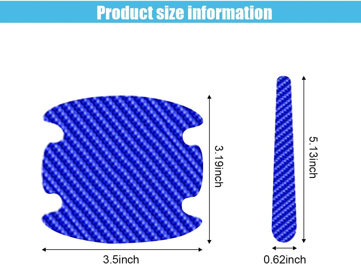 8PCS Car Door Handle Scratch Protectors, Carbon Fiber Car Door Handle Bowl Sticker, Universal Auto Doors Handles Paint Guard Cover, Doors Handles Cup Protective Film for Cars (Blue) image number 3