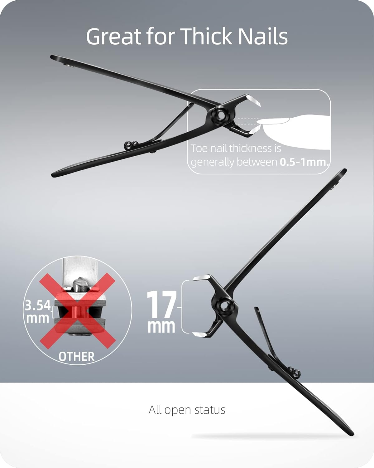 EBEWANLI Straight Nail Clipper, 17Mm Wide Jaw Opening Toe Nail Clippers, Extra Large Toenail Clippers for Thick Toenails, Heavy Duty Toenail Clippers for Seniors, Men, Women image number 4