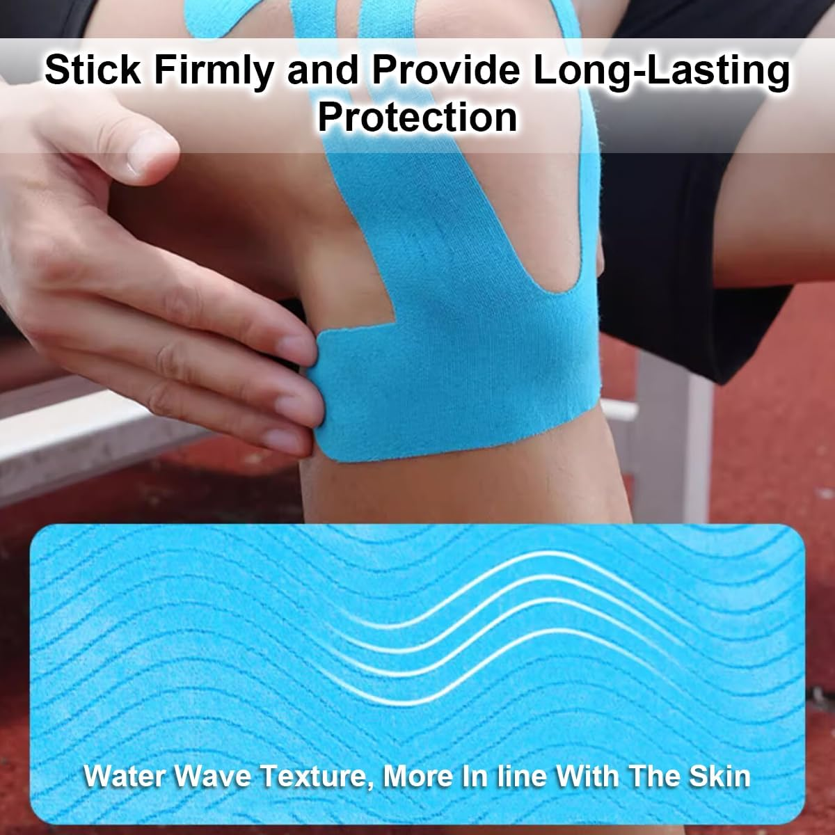 20Pcs Kinesiology Tape for Knee, Upgraded Precut Elastic Sports Tape, Knee Pain Relief Athletic Tape, Waterproof & Elastic, Breathable Hypoallergenic Latex-Free Tape（Blue） image number 2