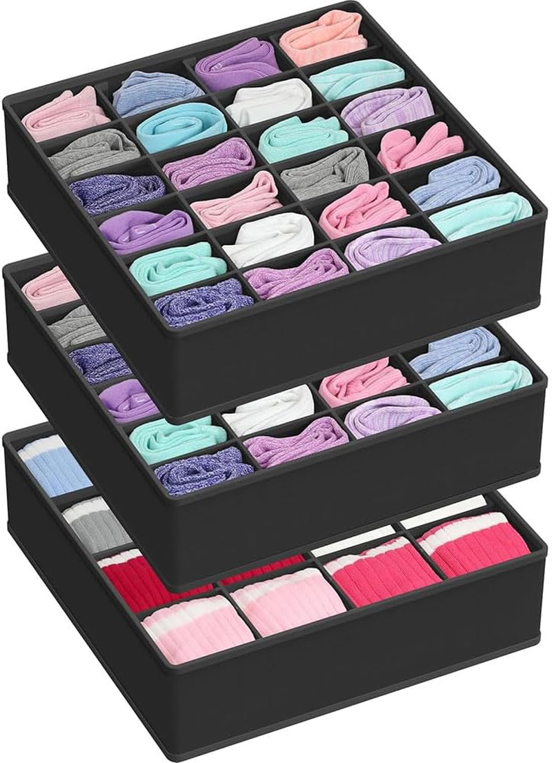 3 Pack Foldable Drawer Organizer Dividers for Clothes, Socks, Underwear, and Bras &ndash; Fabric Closet Storage Bins for Dresser, Nursery, or Wardrobe Organization image number 3