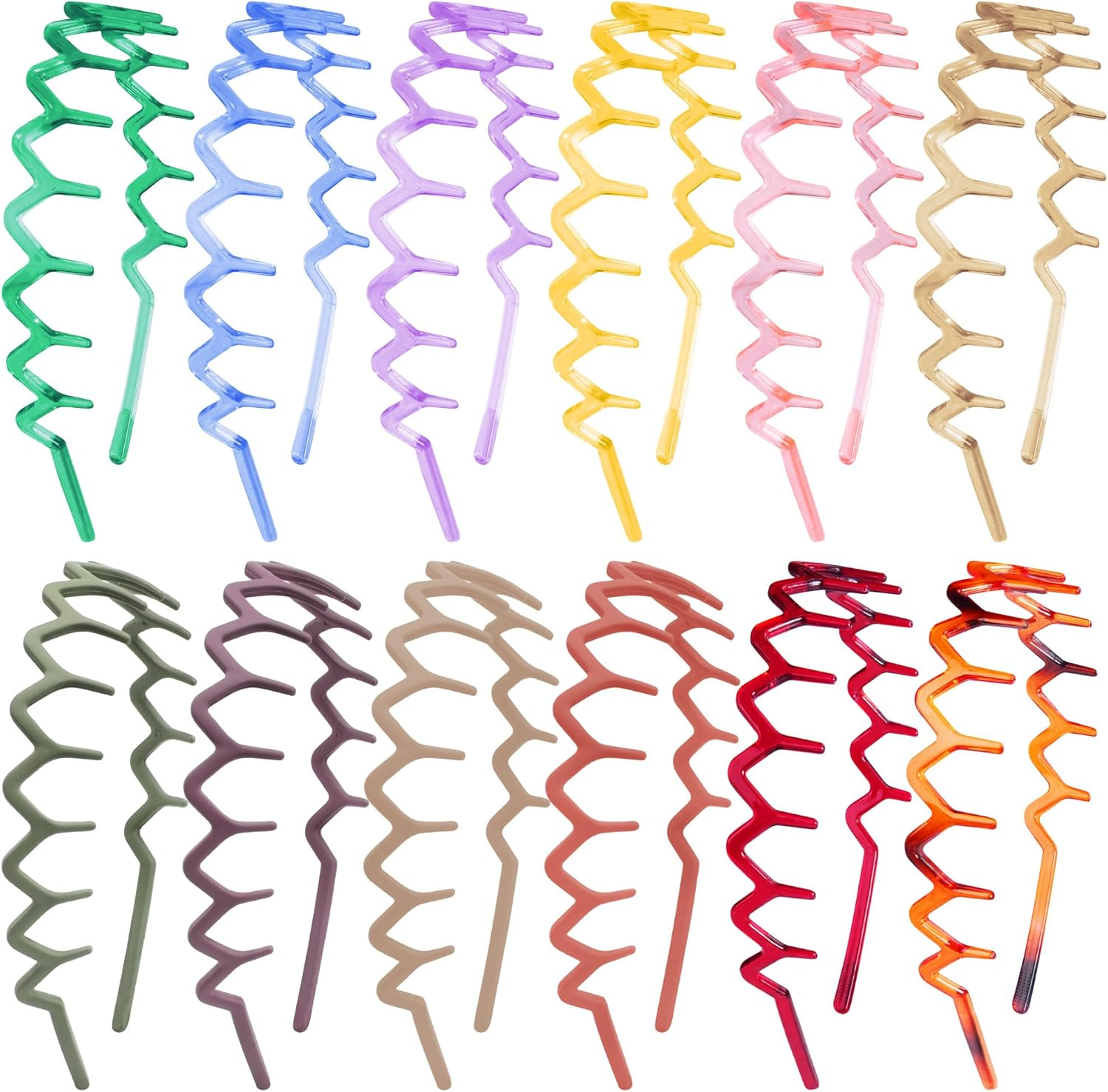 Duufin 12 Pieces Variety Plastic Hair Headbands with Non-Slip Teeth Combs for Girls and Women, 12 Colors