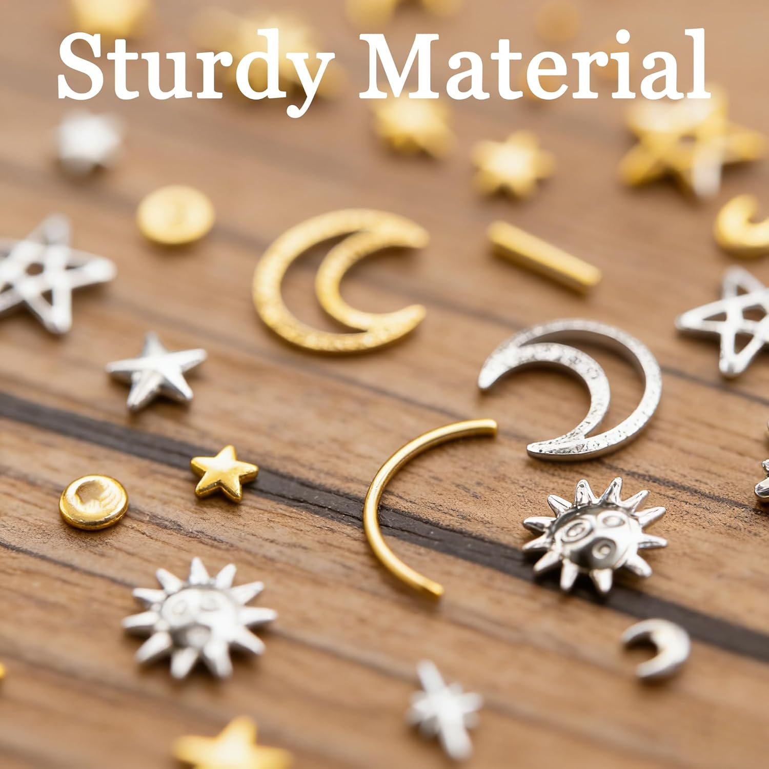 3 Pcs Gold & Silver Nail Art Charms & Rhinestones with Tweezers | Star Moon Sun Heart Nail Gems Decor for DIY Manicures, Crafting | Easy to Use for Women Girls image number 5