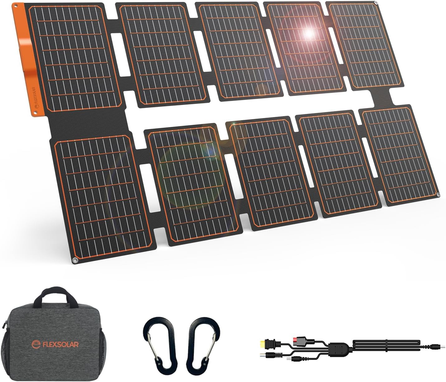 Flexsolar 100W Portable Solar Panel, IP67 Water & Dustproof Solar Charger with DC/QC 3.0 USB-A & PD3.0 USB-C for Solar Generator Monocrystalline Solar Cell for Camping, Garden, RV, Smartphone image number 5