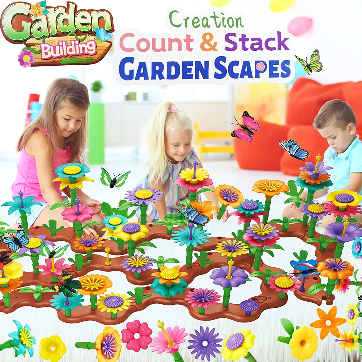 224 Pcs Flower Garden Building Toys, Kids Flower Building Toy Set for 3 to 8 Year Old Boy Girl, Creative Play Beautiful Garden Educational Stem Toddler Toys - Ideal Christmas & Birthday Gift image number 5