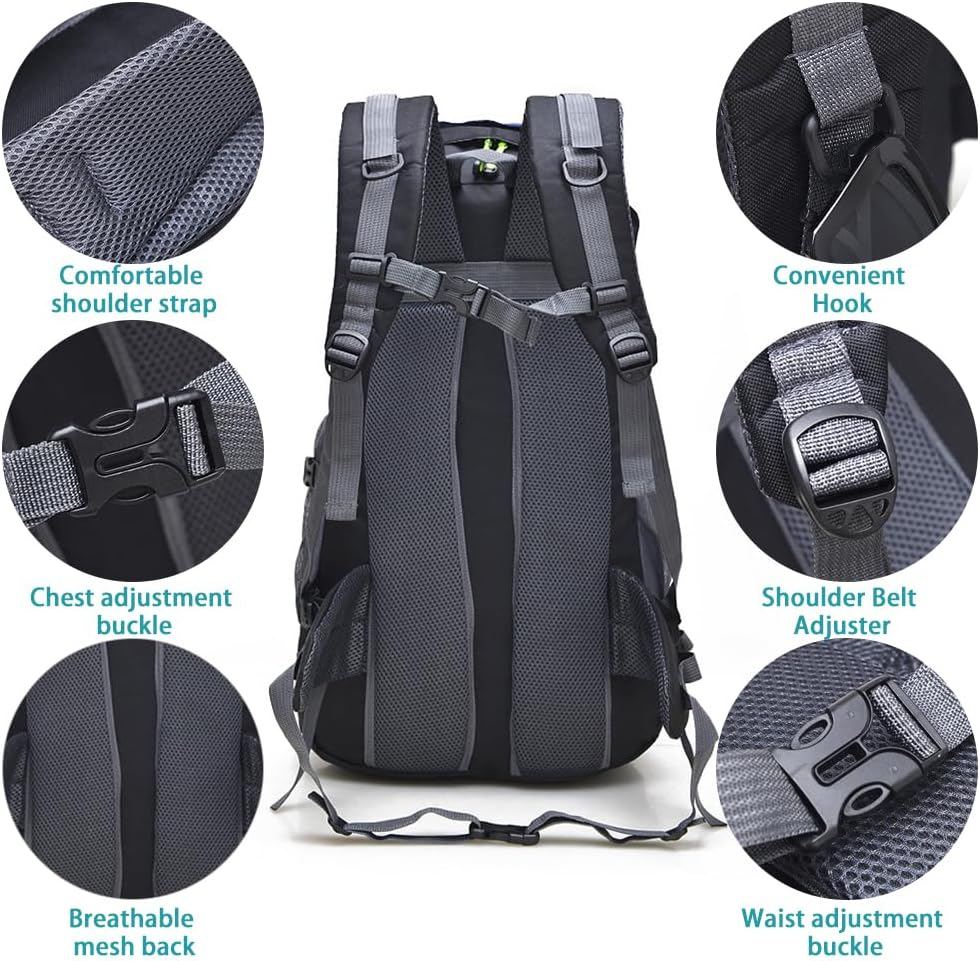 CIADAZ 50L Hiking Backpack Water-Resistant Camping Backpack Bag Daypack for Backpacking Traveling Trekking Climbing image number 5