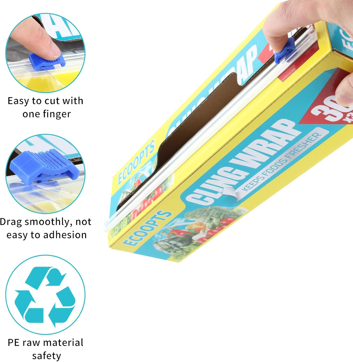 Cling Wrap Plastic Food Wrap with Slide Cutter and BPA Free Plastic Wrap 30Cm&times;300Meter image number 2