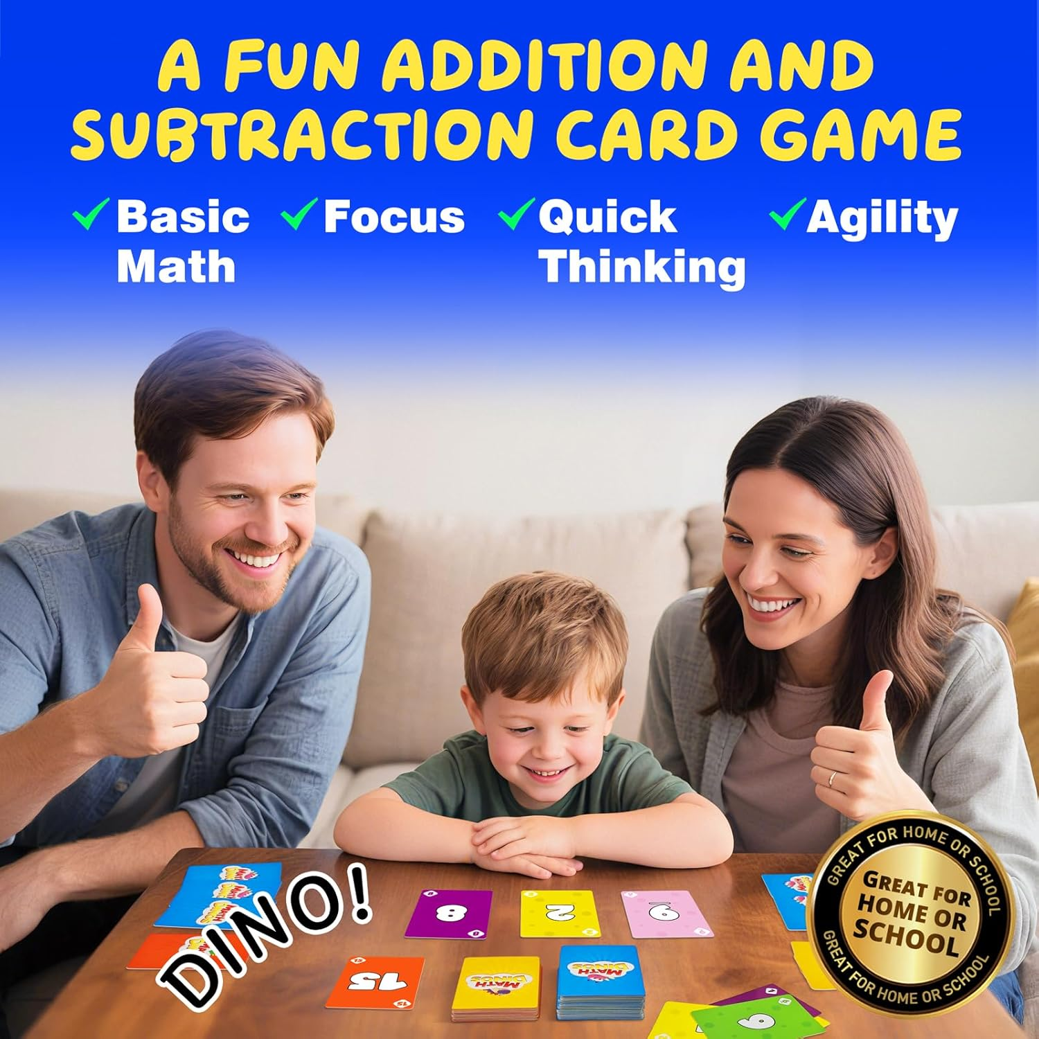 Rokt&Razo Math Dinos Card Game for Kids Ages 5+: Fast-Paced Flash Cards for Addition, Subtraction, Multiplication, Division, Blank Cards to Fit Different Skill Levels, Perfect for Home and School image number 3