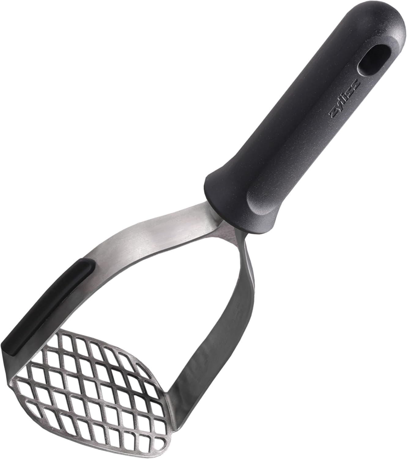 Zyliss Potato Masher - Stainless Steel, Soft-Touch Handle, Integrated Hanging Hook, Silicone Bowl Scraper, Small Inner & Larger Outer Holes, Ideal for Preparing Smooth and Creamy Mashed Potatoes, Grey image number 6