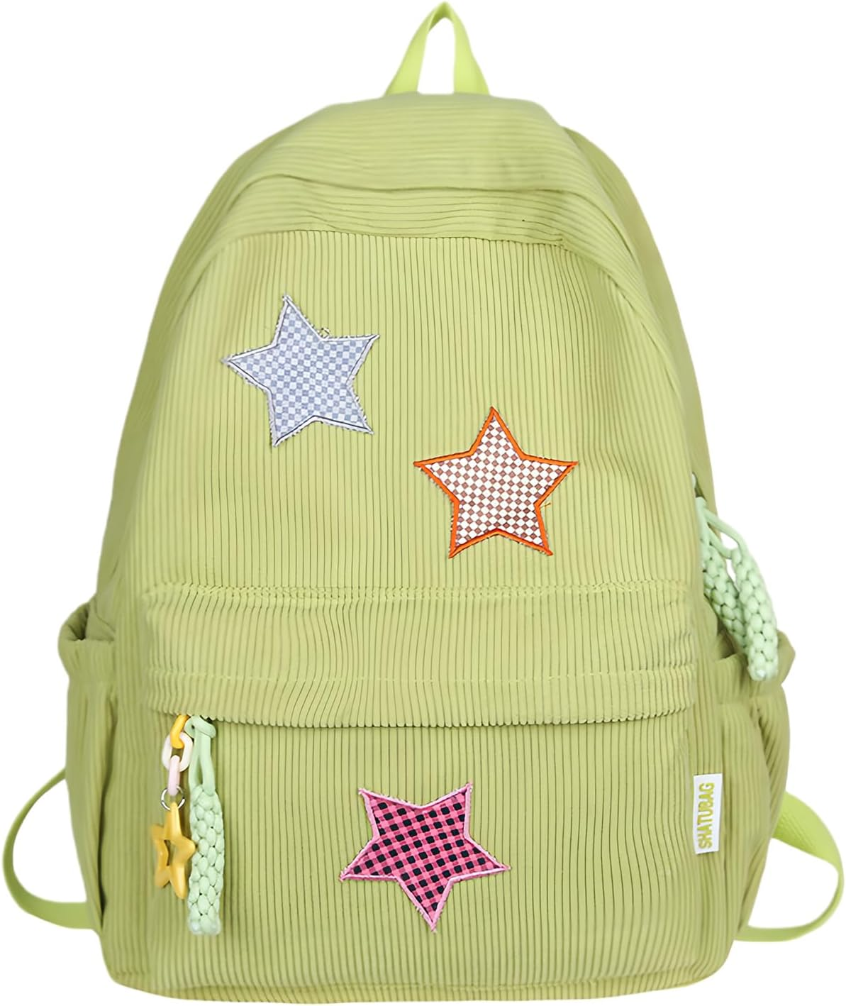 Taolivingmart Corduroy Backpack with Star Pattern, Trendy and Versatile, Fits 14'' Laptop Large Capacity Daily Commute