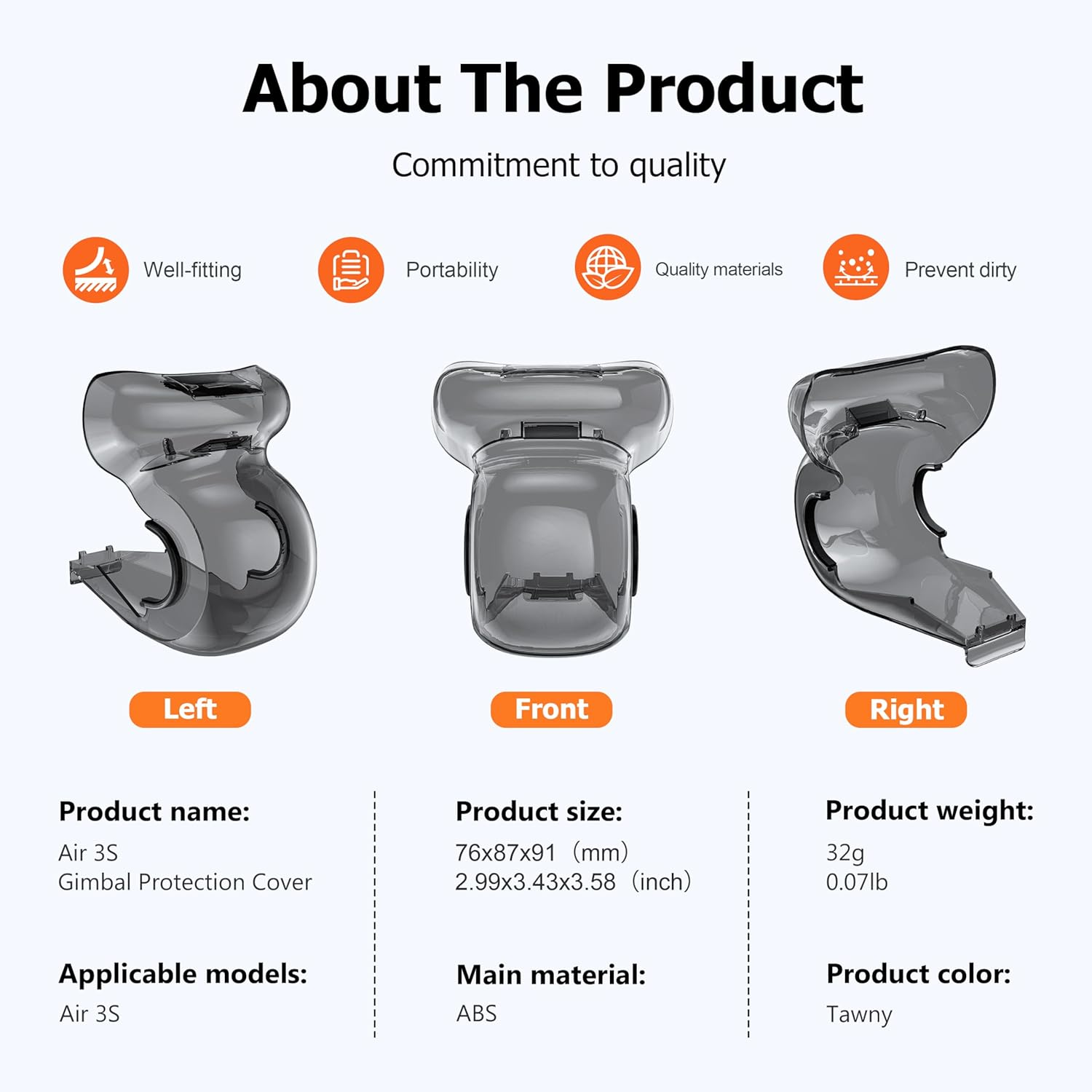 Air 3S Gimbal Protector,Lens Cover Obstacle Sensor Avoidance Cap for DJI Air 3S Drone Accessories image number 2