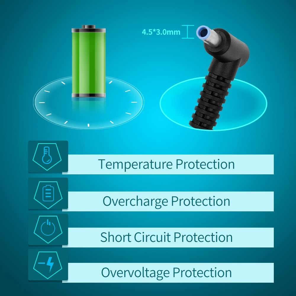 65W AC Charger for HP Elitebook/Probook X360 820 830 840 850 1040 440 450 455 650 640 Stream 11 13 14 Pavilion/Envy X360 11 13 14 15 17 Notebook 14 15 17 470 250 255 245 Chromebook 11 14 More Laptop image number 3