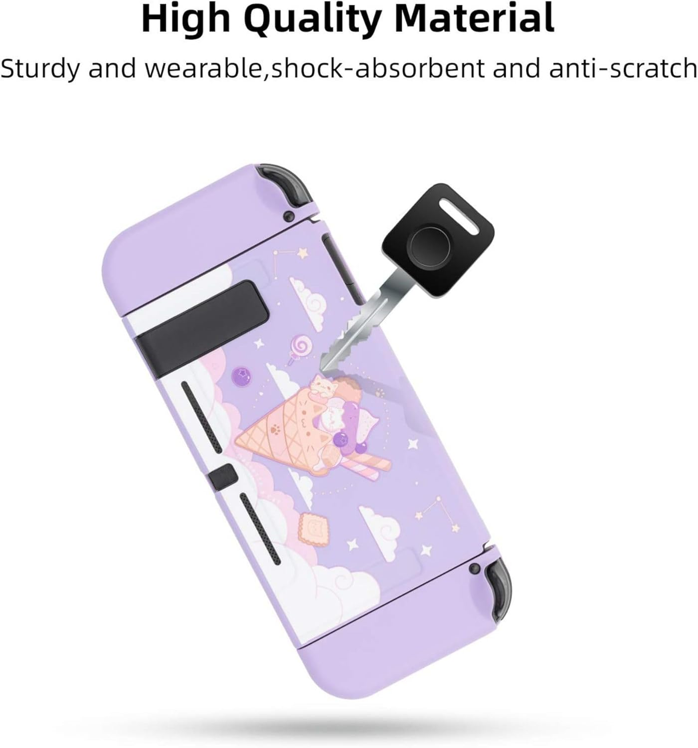 Geekshare Protective Case for Switch, Soft TPU Slim Case Cover Compatible with Switch Console and Game Console (Ice Cream Cat) image number 5