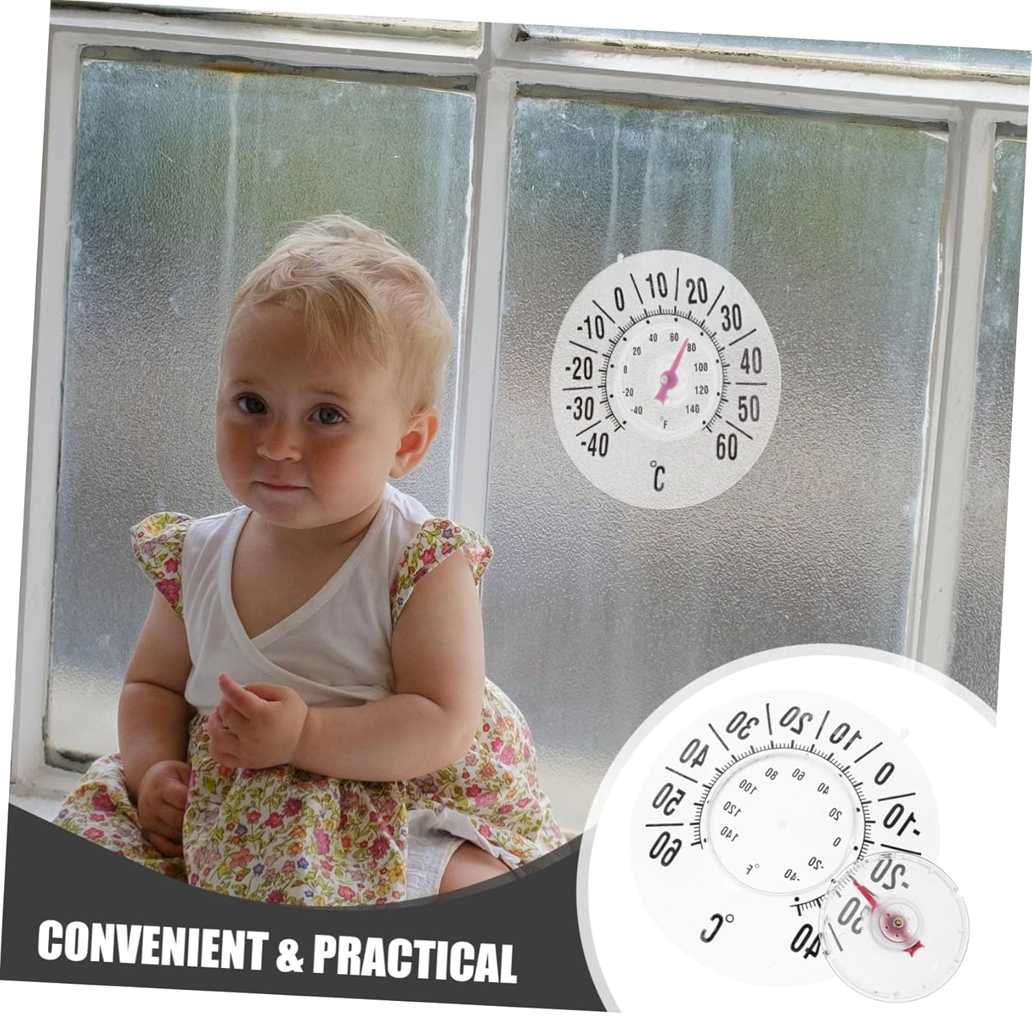 Accurate Analog Window Thermometer with Strong Suction Cup Indoor Outdoor Temperature Gauge for Nursery Greenhouse Home Precise Professional Patio Thermometer for Reliable image number 1