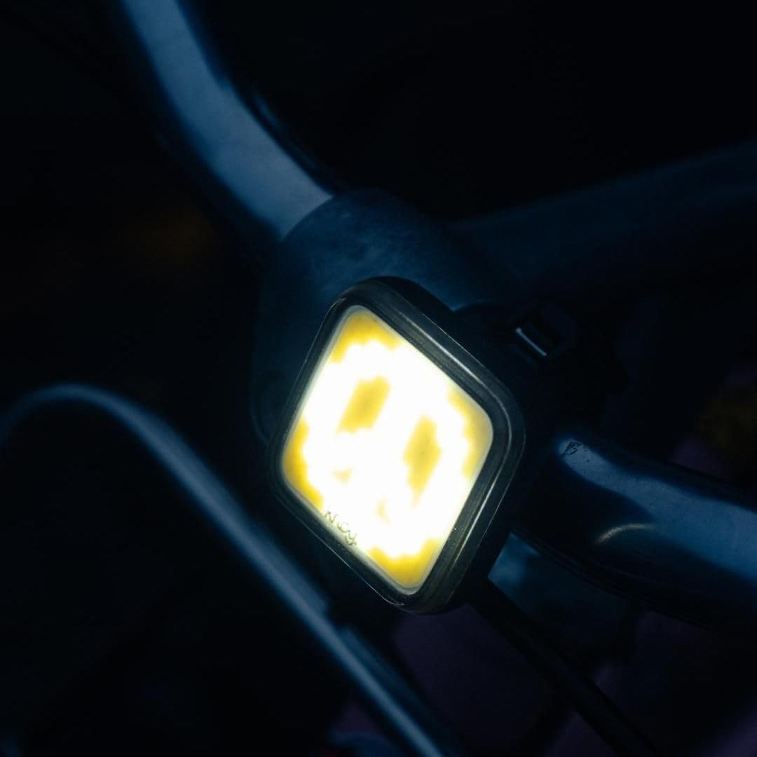 KNOG Blinder Front Bike Light - 200 Lumen Rechargeable Bicycle Light - Bright LED Bike Headlight with Integrated USB Charging, 8 Light Modes, IP67 Waterproof, Fits 22-32Mm Handlebars - Peace Design image number 3