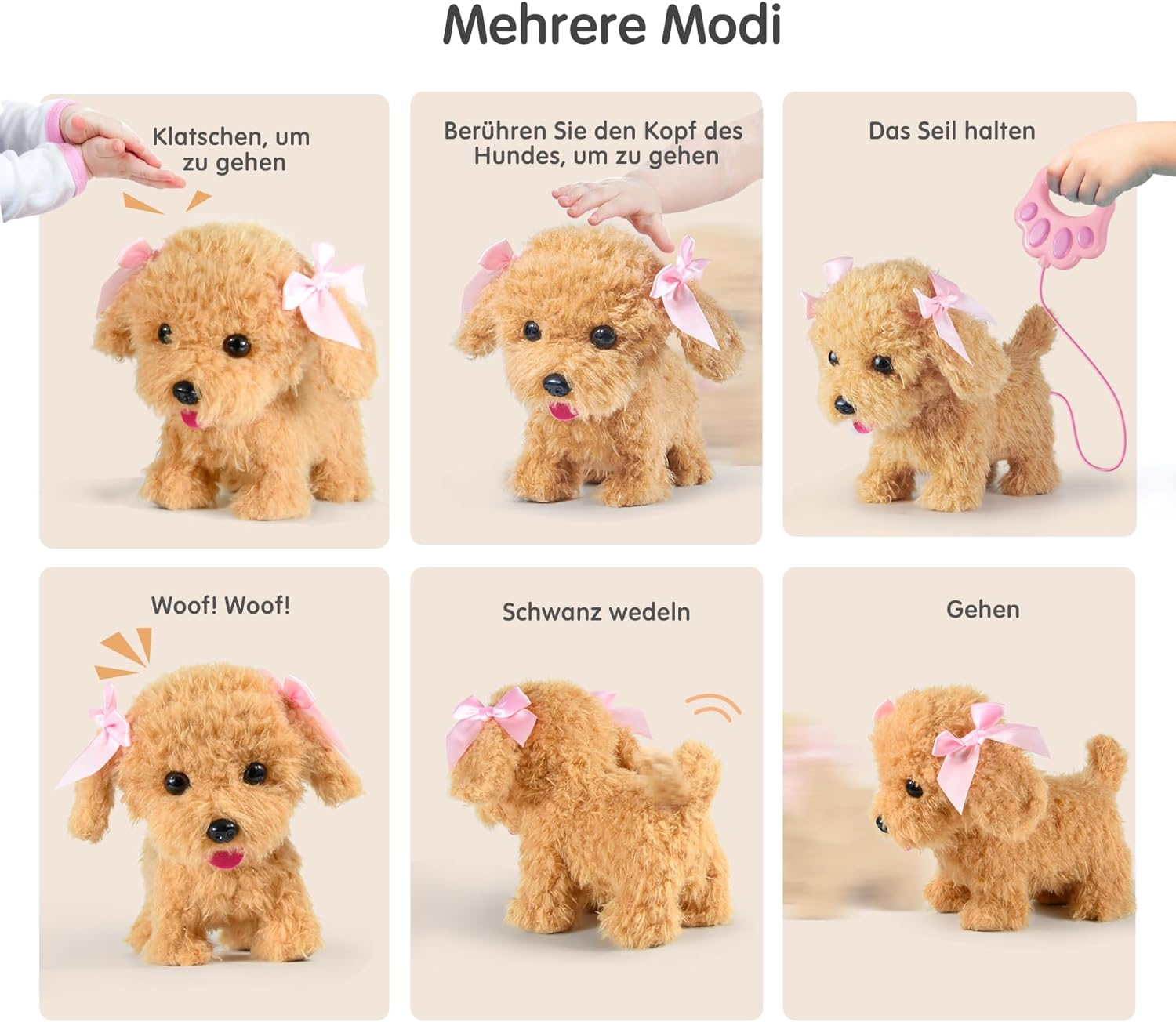 Walking Dog Toys for Kids,Remote Control Electronic Plush Puppy Toy Dog,Interactive Robot Puppy Barking Wagging Tail Toys for Toddlers Girls Grandchildren image number 4