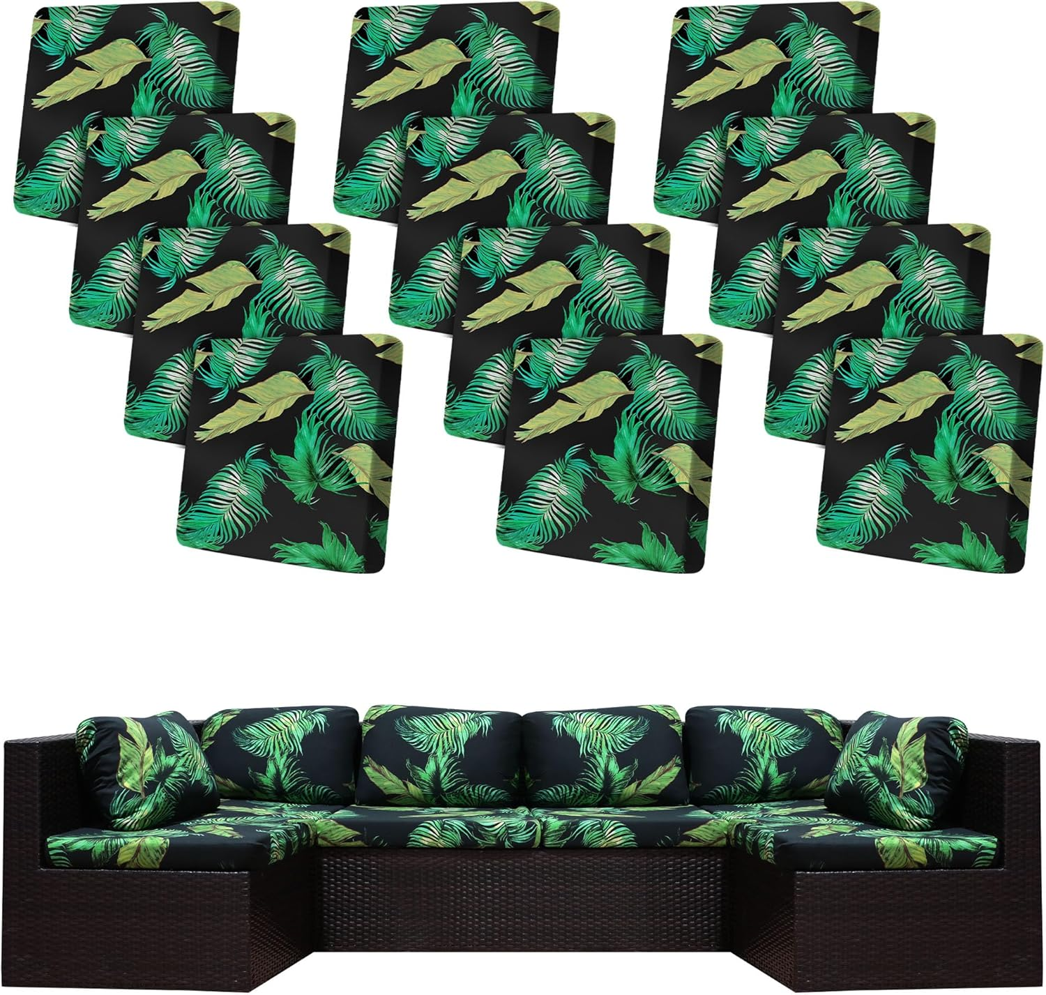 12Pcs Stretch Patio Cushion Covers for Outdoor Couch and Sofa Replacement - Washable Furniture Slipcovers (Camel, Cover Only) - Rococo image number 5