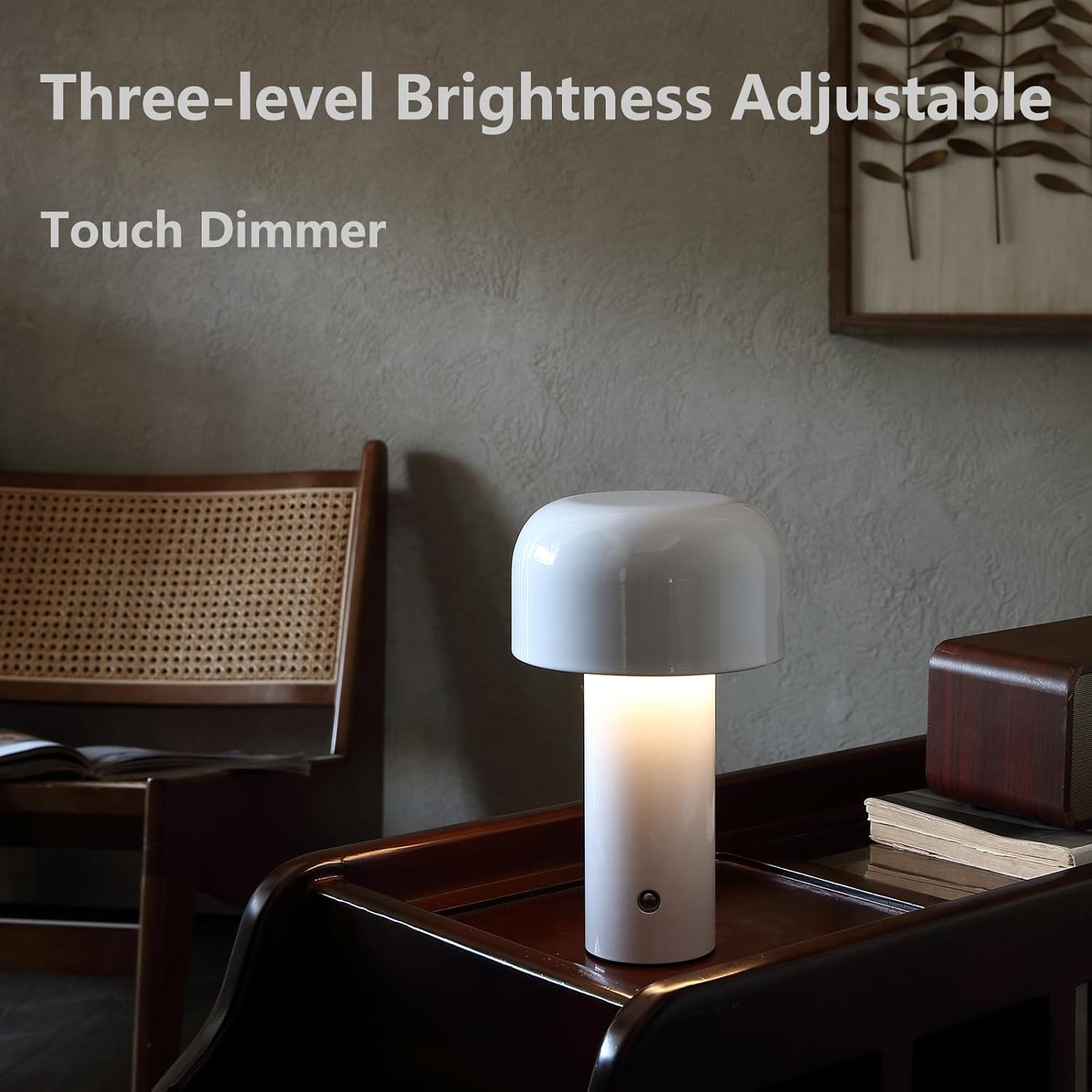 JX-003 Modern Mushroom-Shaped Table Lamp with Portable Touch Dimmer, Rechargeable LED Night Light with 3 Brightness Levels, Bedside Lamp for Indoor or Outdoor Use, image number 6