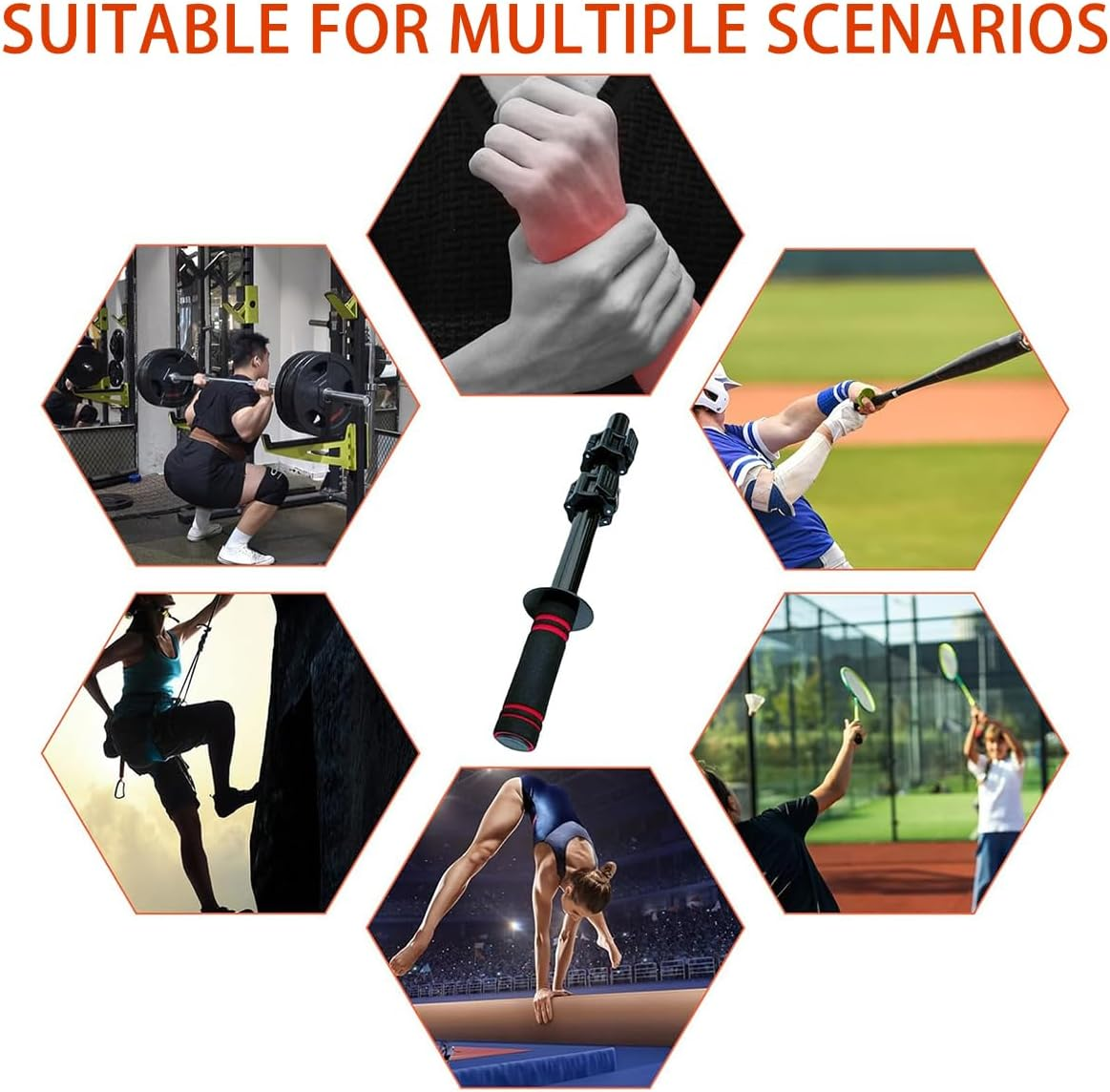 AIMALL Forearm Strength Trainer Grip Stick for Muscle Workout, Anti-Slip Handle Arm Exerciser, Wrist Fitness Training Rod, 15.75In Length, 1.02In Shaft image number 2