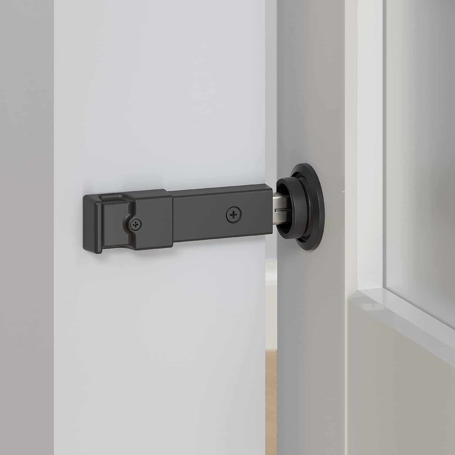 National Hardware N700-150 Barn Door Lock, 5" X 1-1/4" X 3/4", Matte Black image number 4