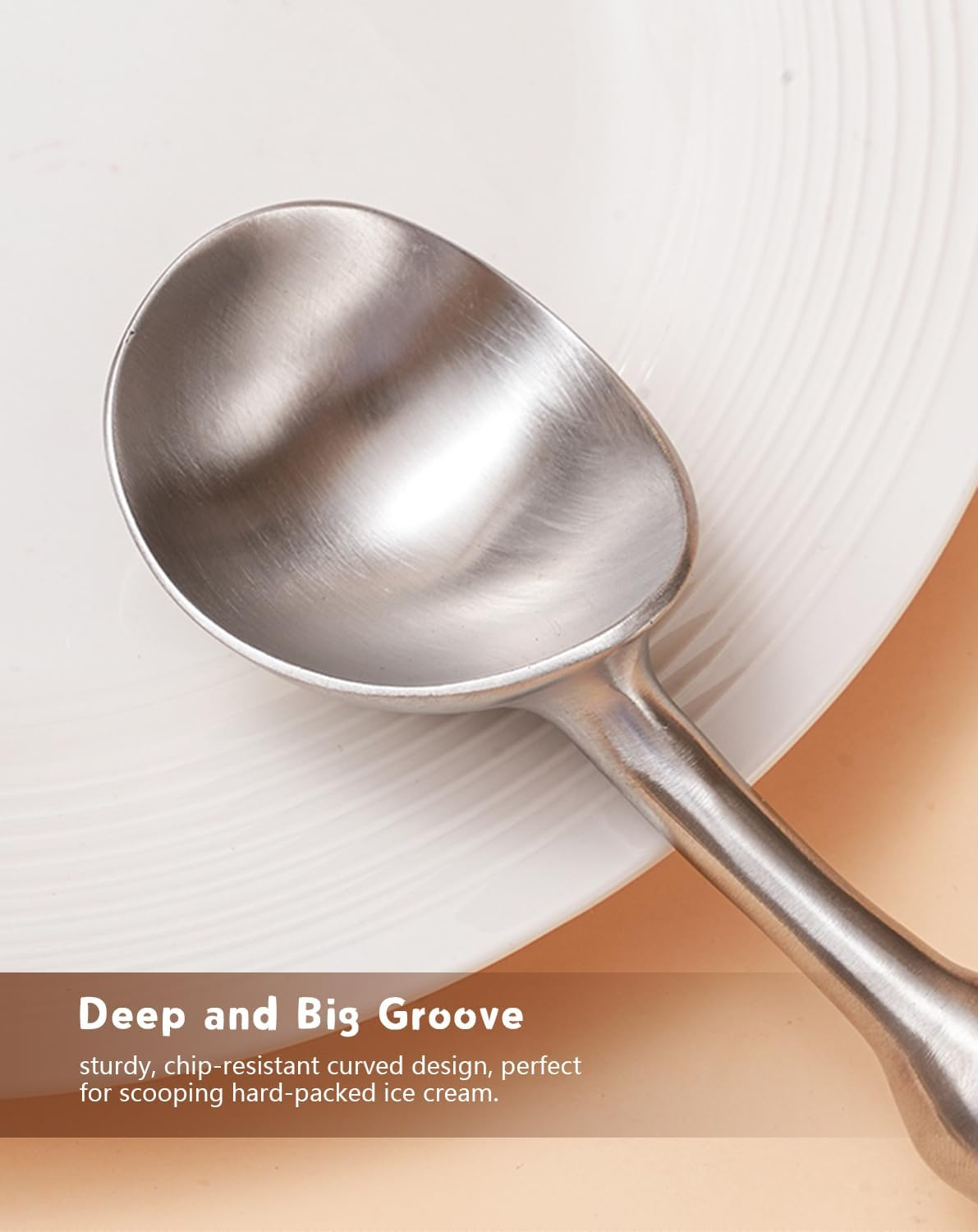 Ice Cream Scoop, One Piec Heavy Duty Stainless Steel Sturdy Icecream Scooper Cookie Fruit Scoop, Durable NO Paint NO Coating Dishwasher Safe image number 3