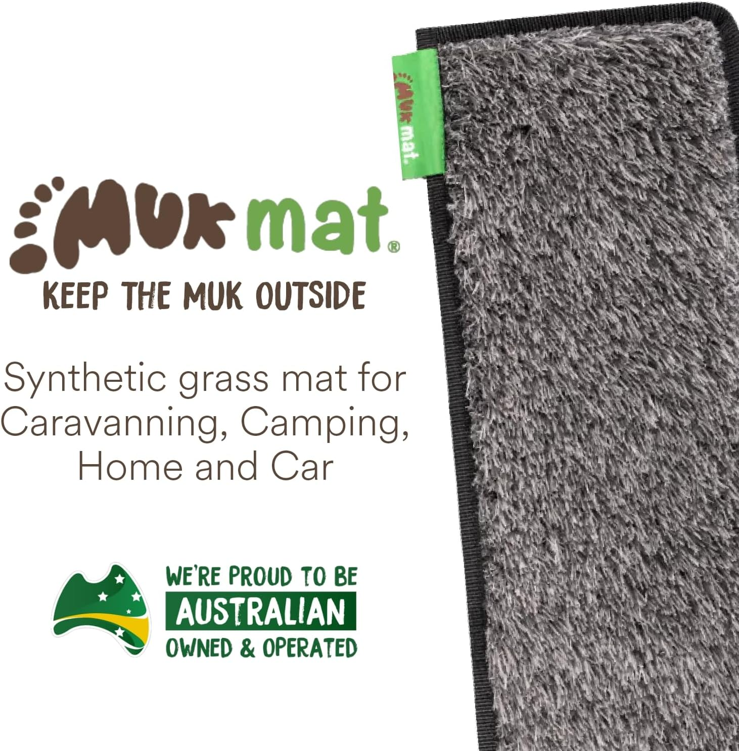 Muk Mat Pull Out Step Artificial Grass Mat, Premium Door Mat, for Caravan, Effective Dirt Trap, Weatherproof, Soft, Easy to Clean, Travel Essential, High Traffic Use, Durable, 51 X 20 Cm, Dark Grey - Green image number 6