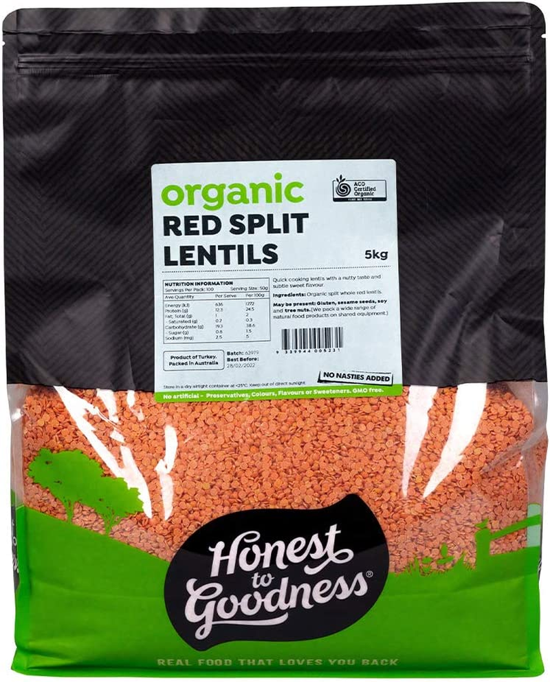 Honest to Goodness Organic Red Split Lentils 1.2 Kg